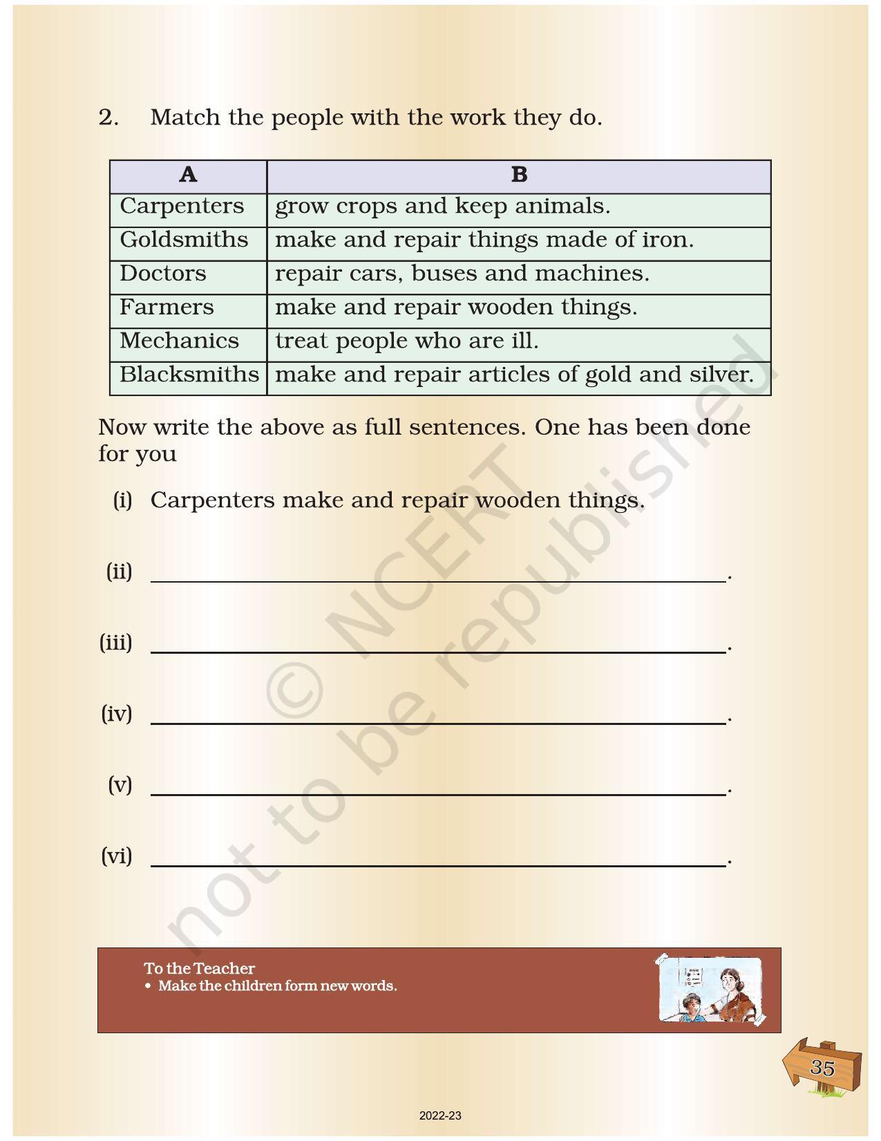 NCERT Book for Class 2 English (Raindrops):Chapter 8-The Work People Do - Page 4