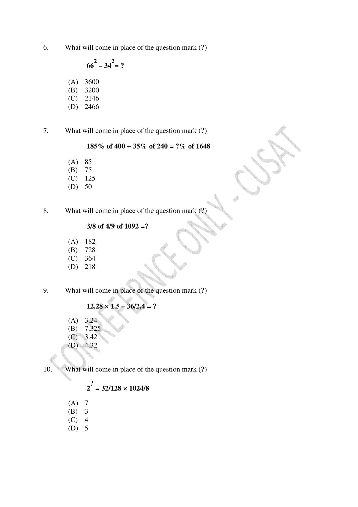 CUSAT CAT 2023 B.VOC Question Paper - Page 2