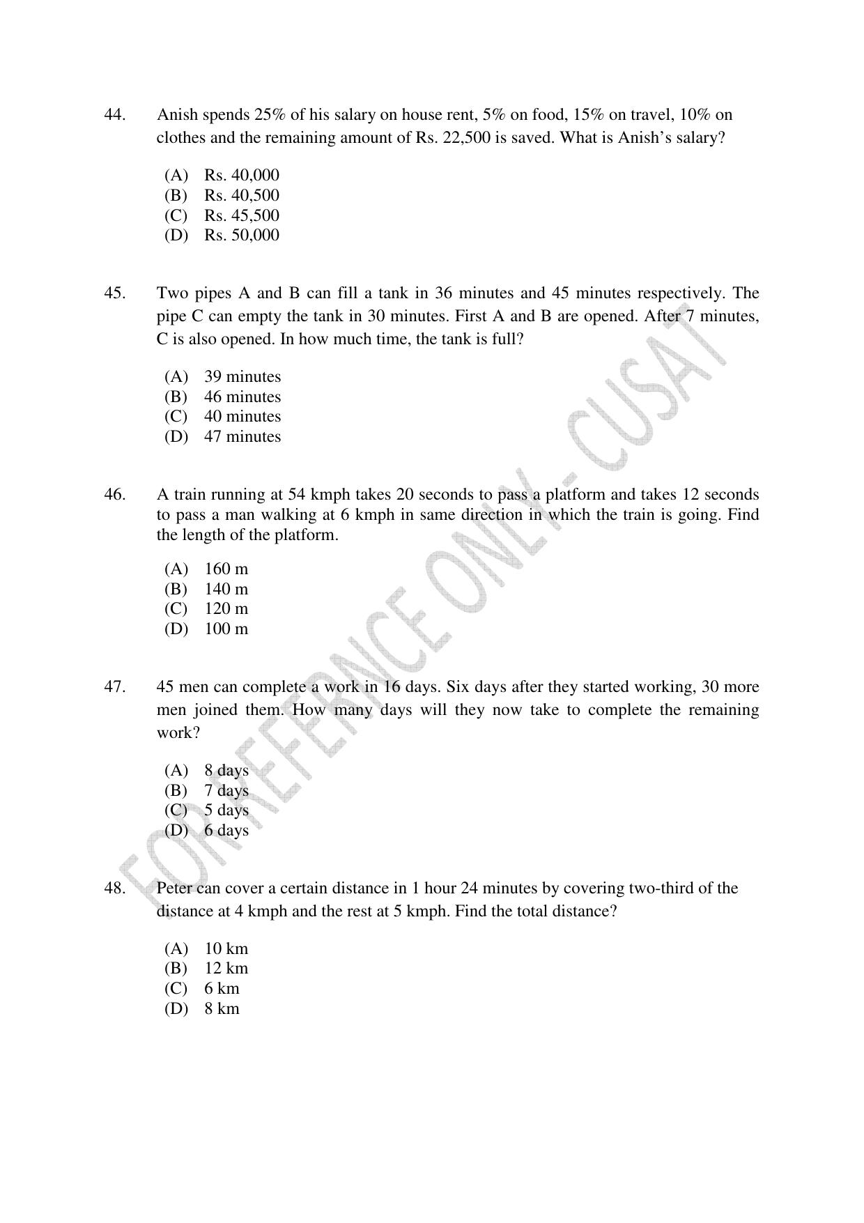 CUSAT CAT 2023 B.VOC Question Paper - Page 12