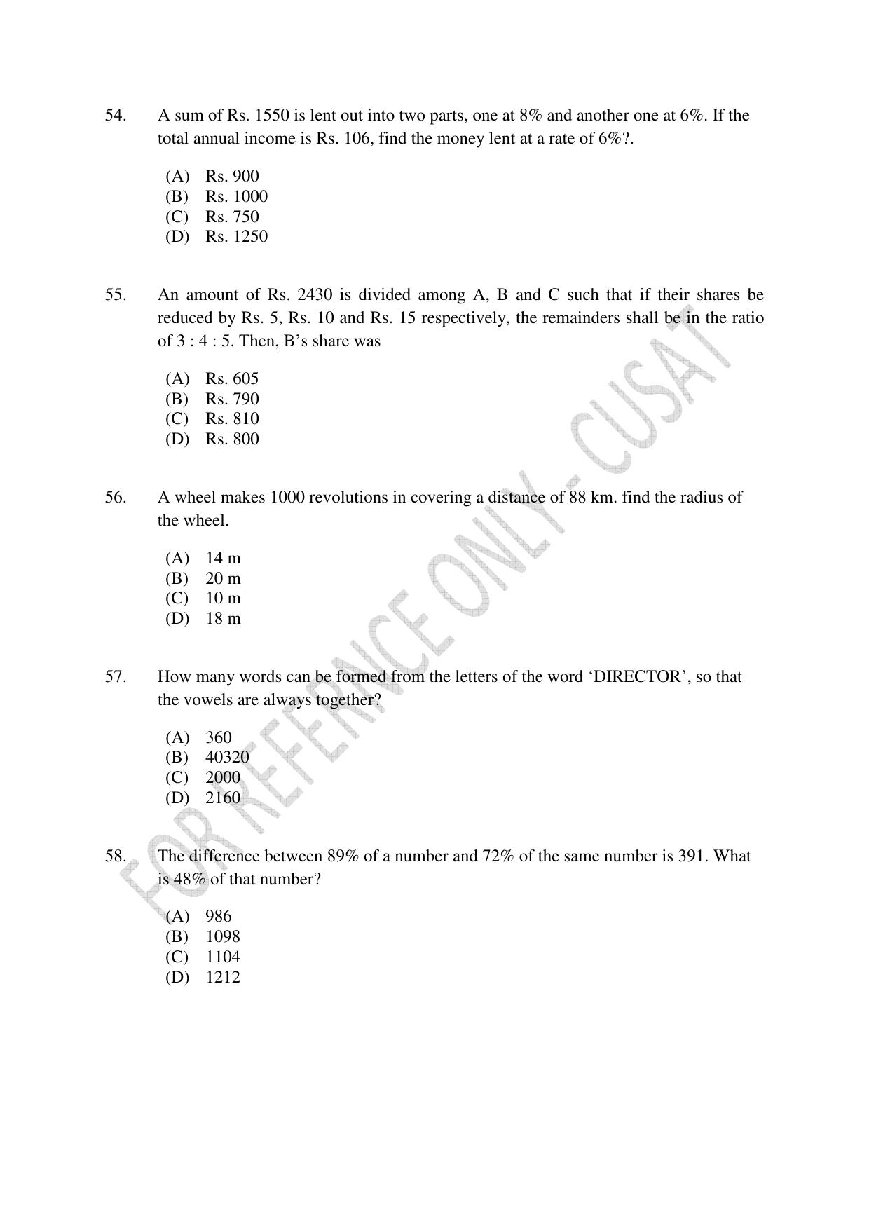 CUSAT CAT 2023 B.VOC Question Paper - Page 14
