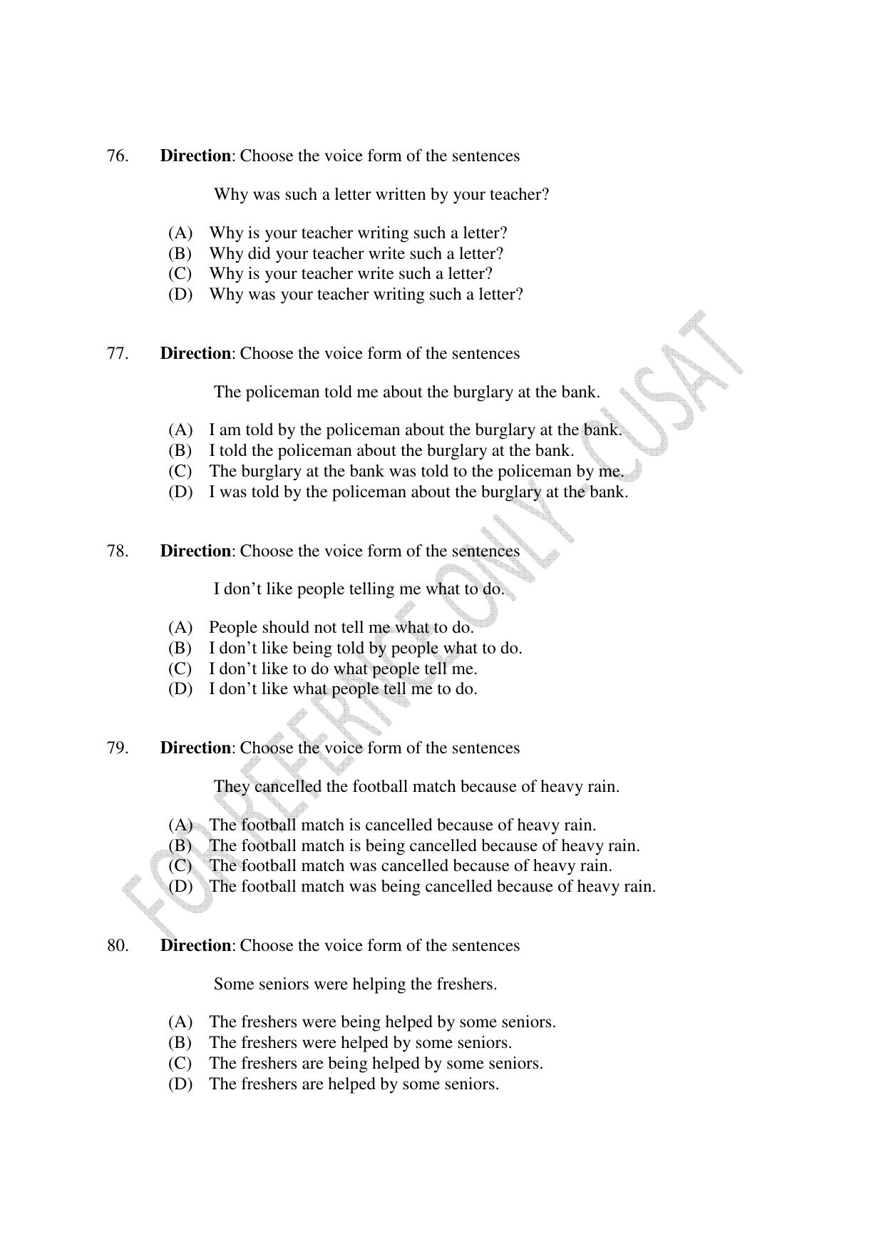 CUSAT CAT 2023 B.VOC Question Paper - Page 19