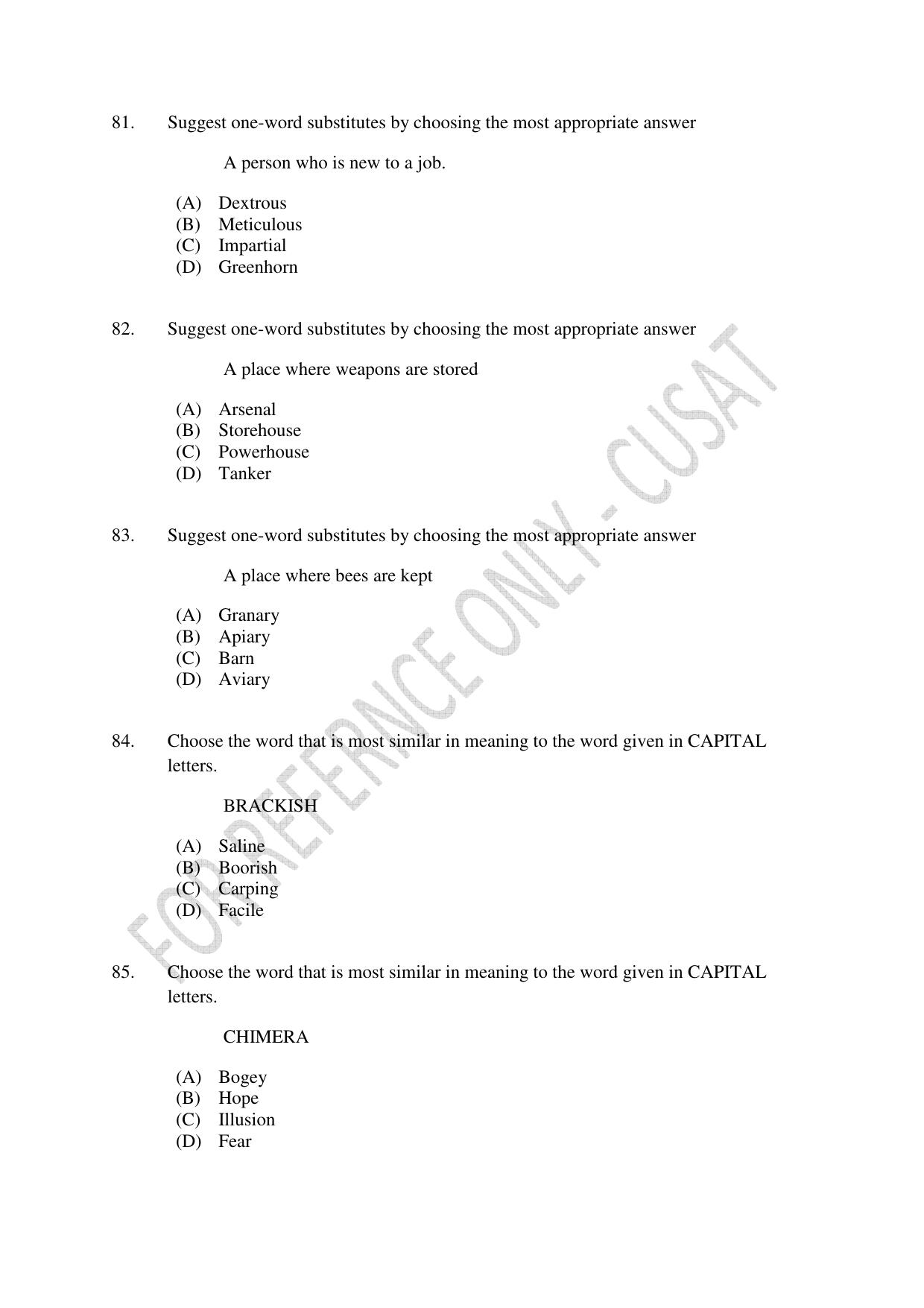 CUSAT CAT 2023 B.VOC Question Paper - Page 20