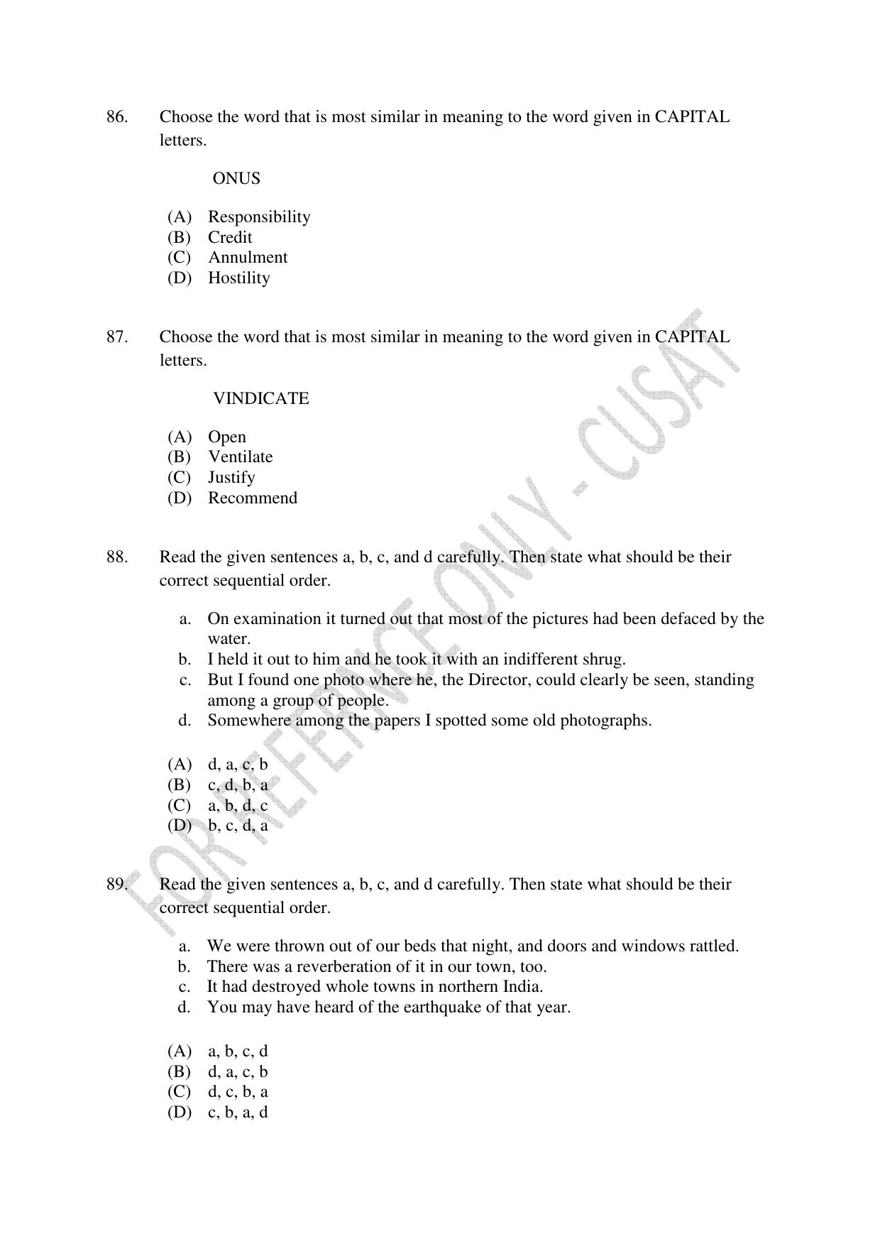 CUSAT CAT 2023 B.VOC Question Paper - Page 21