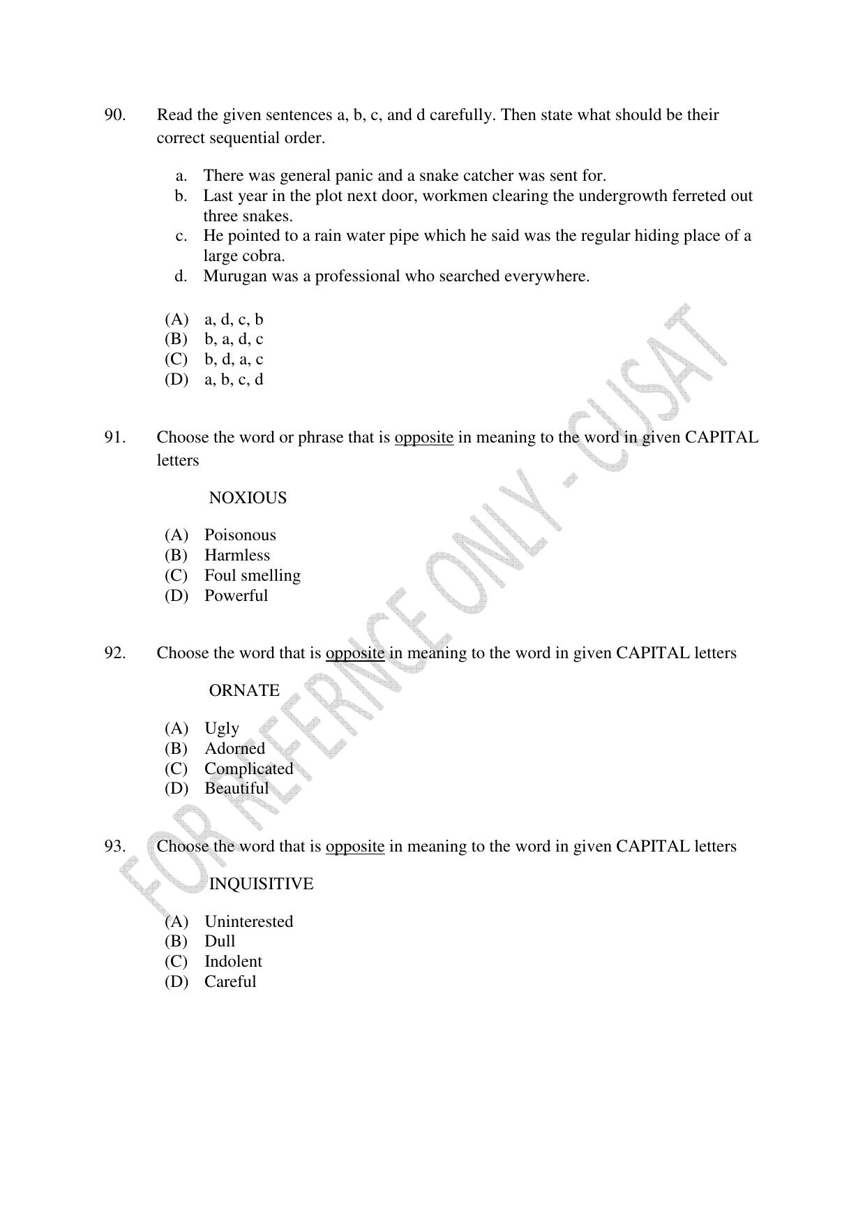 CUSAT CAT 2023 B.VOC Question Paper - Page 22
