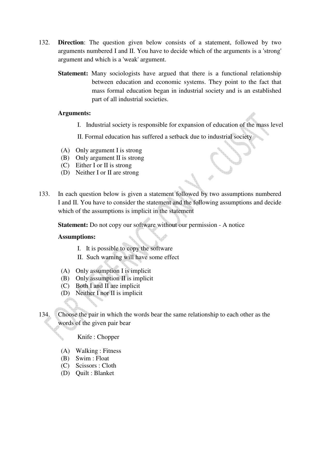 CUSAT CAT 2023 B.VOC Question Paper - Page 32