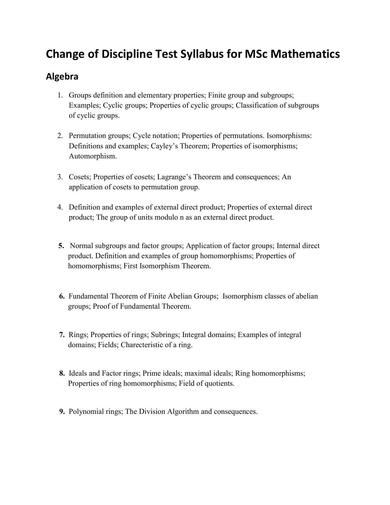 GU ART CDT Mathematics Syllabus - Page 1