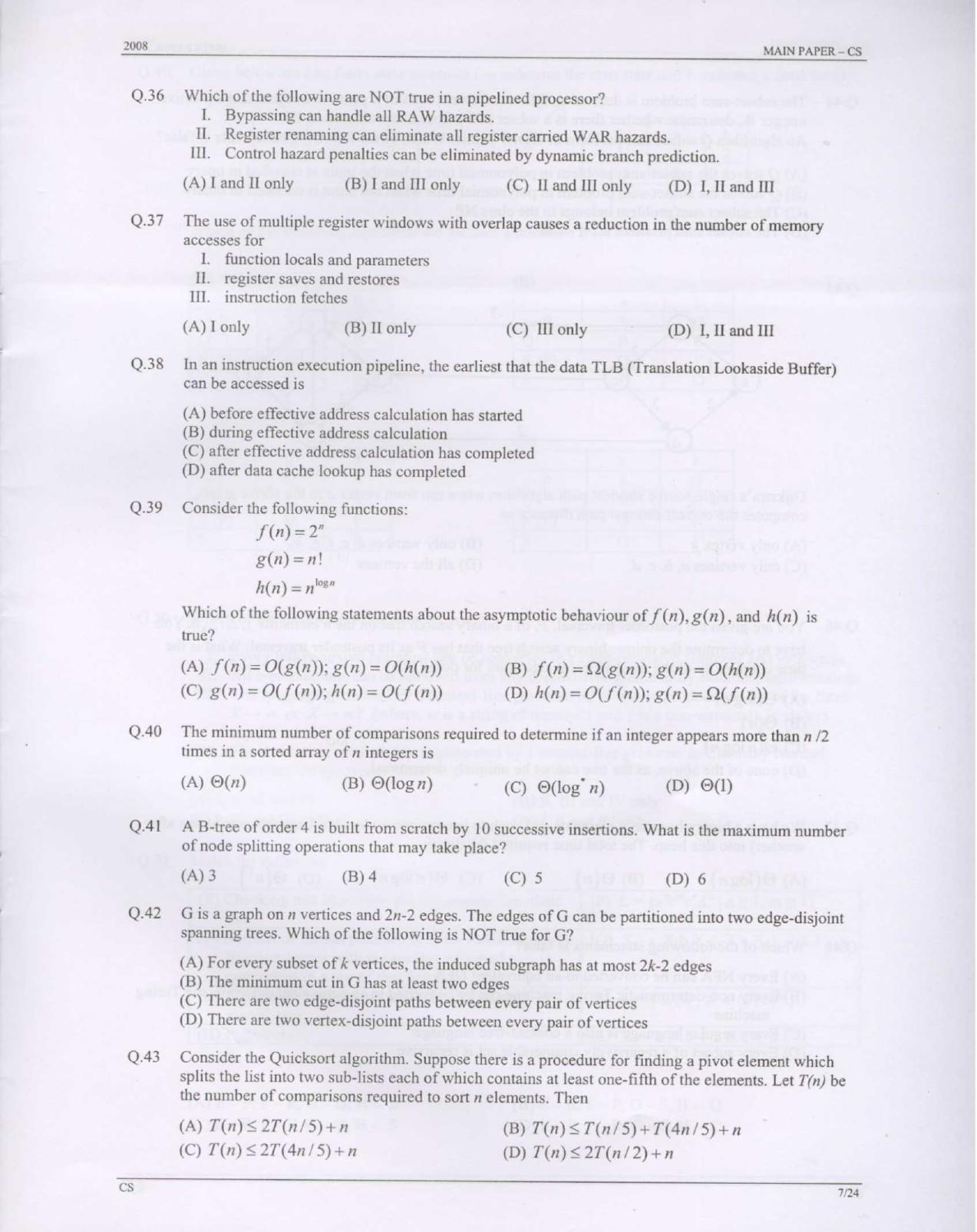 GATE 2008 Computer Science and Information Technology (CS) Question Paper with Answer Key - Page 7