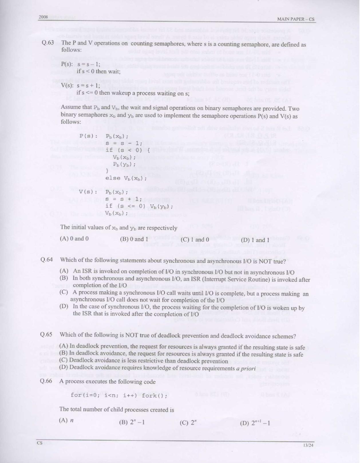 GATE 2008 Computer Science and Information Technology (CS) Question Paper with Answer Key - Page 13