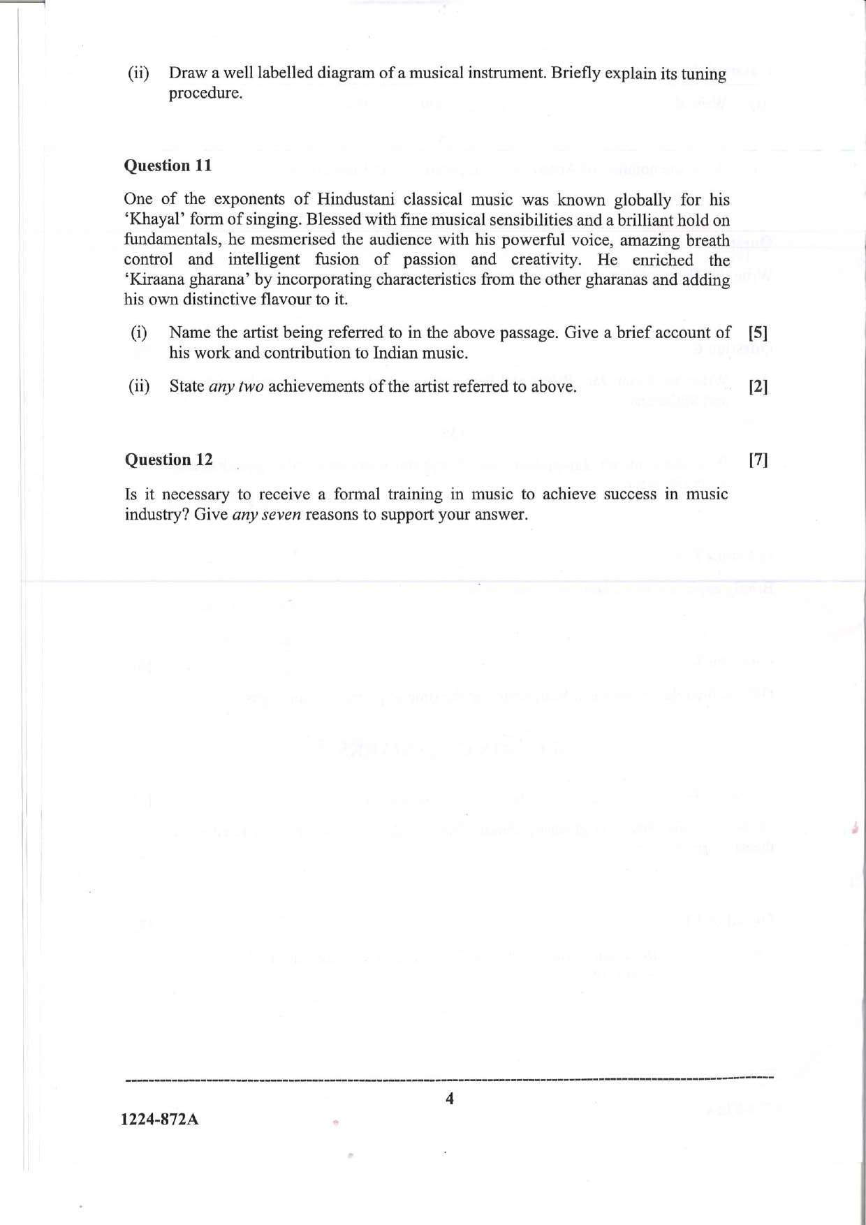 ISC Class 12 Indian Music Hindustani 2024 Question Paper - Page 4