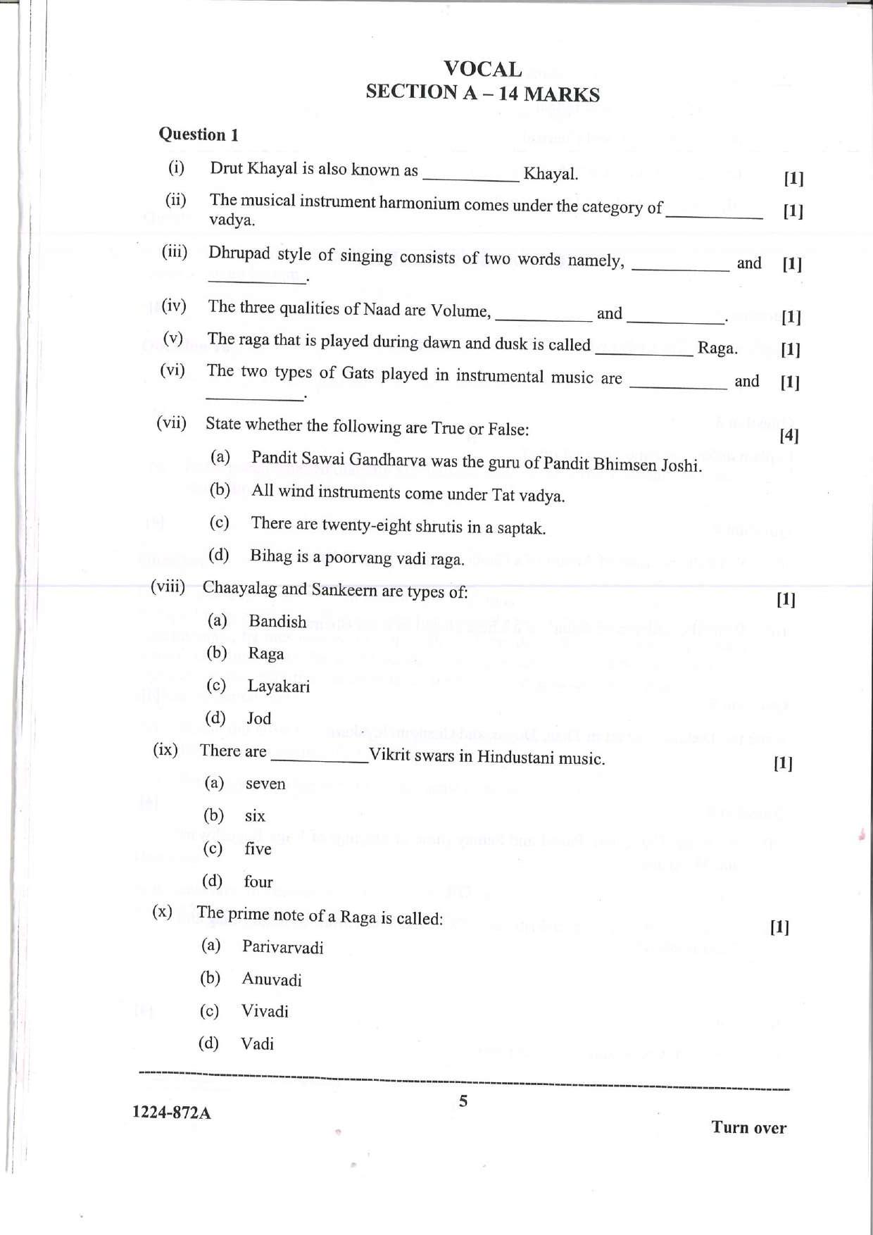 ISC Class 12 Indian Music Hindustani 2024 Question Paper - Page 5