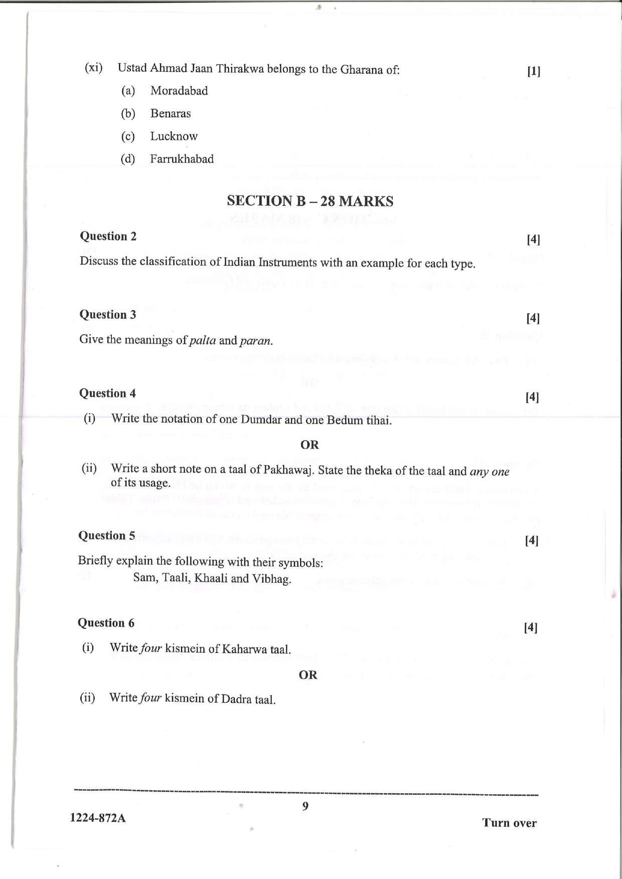 ISC Class 12 Indian Music Hindustani 2024 Question Paper - Page 9