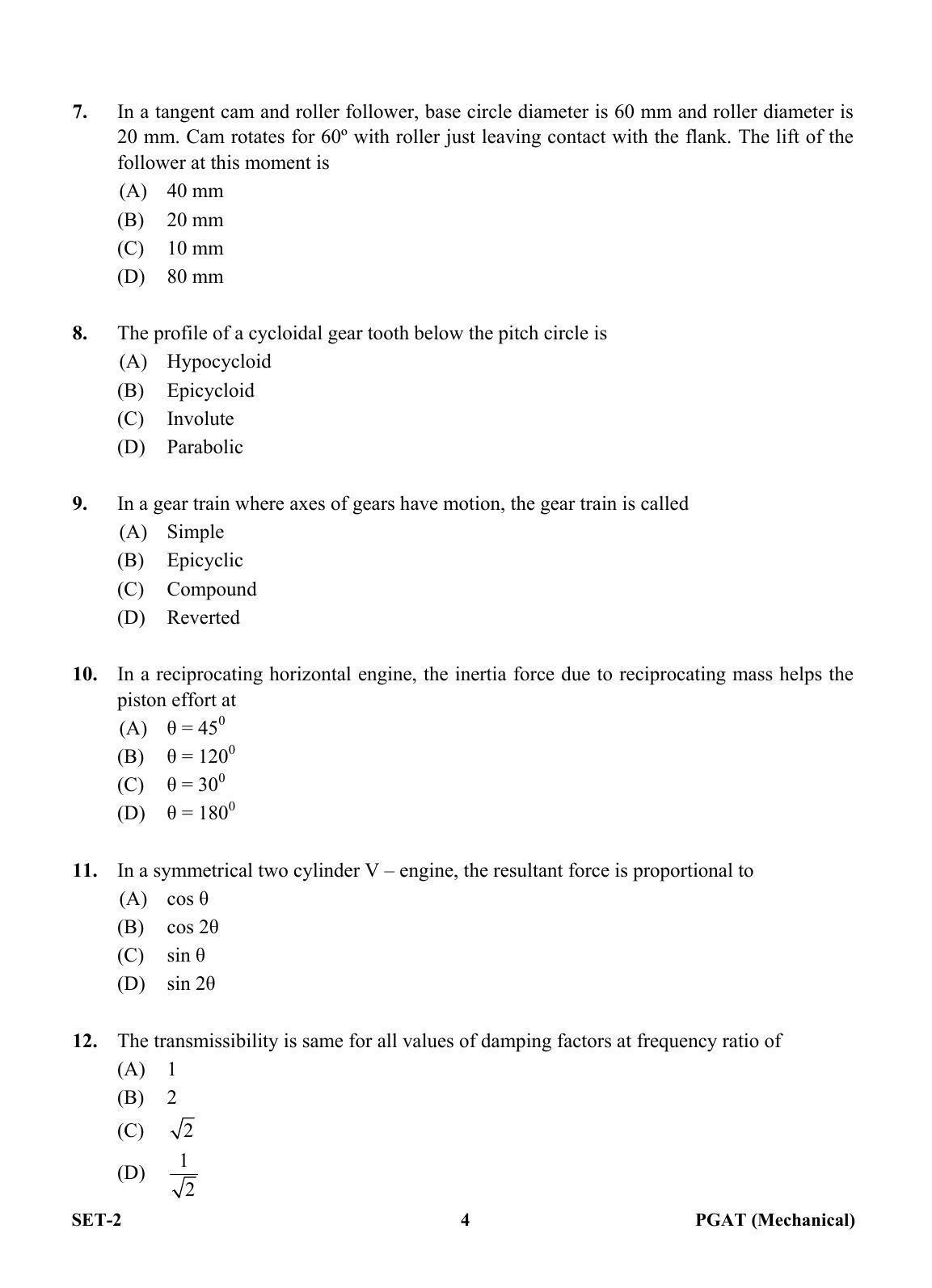 OJEE PGAT 2013 Mechanical Set 2 Question Paper - Page 3