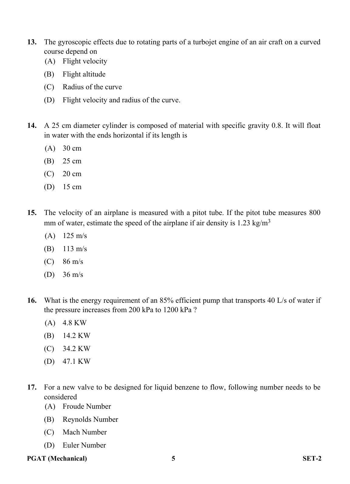OJEE PGAT 2013 Mechanical Set 2 Question Paper - Page 4