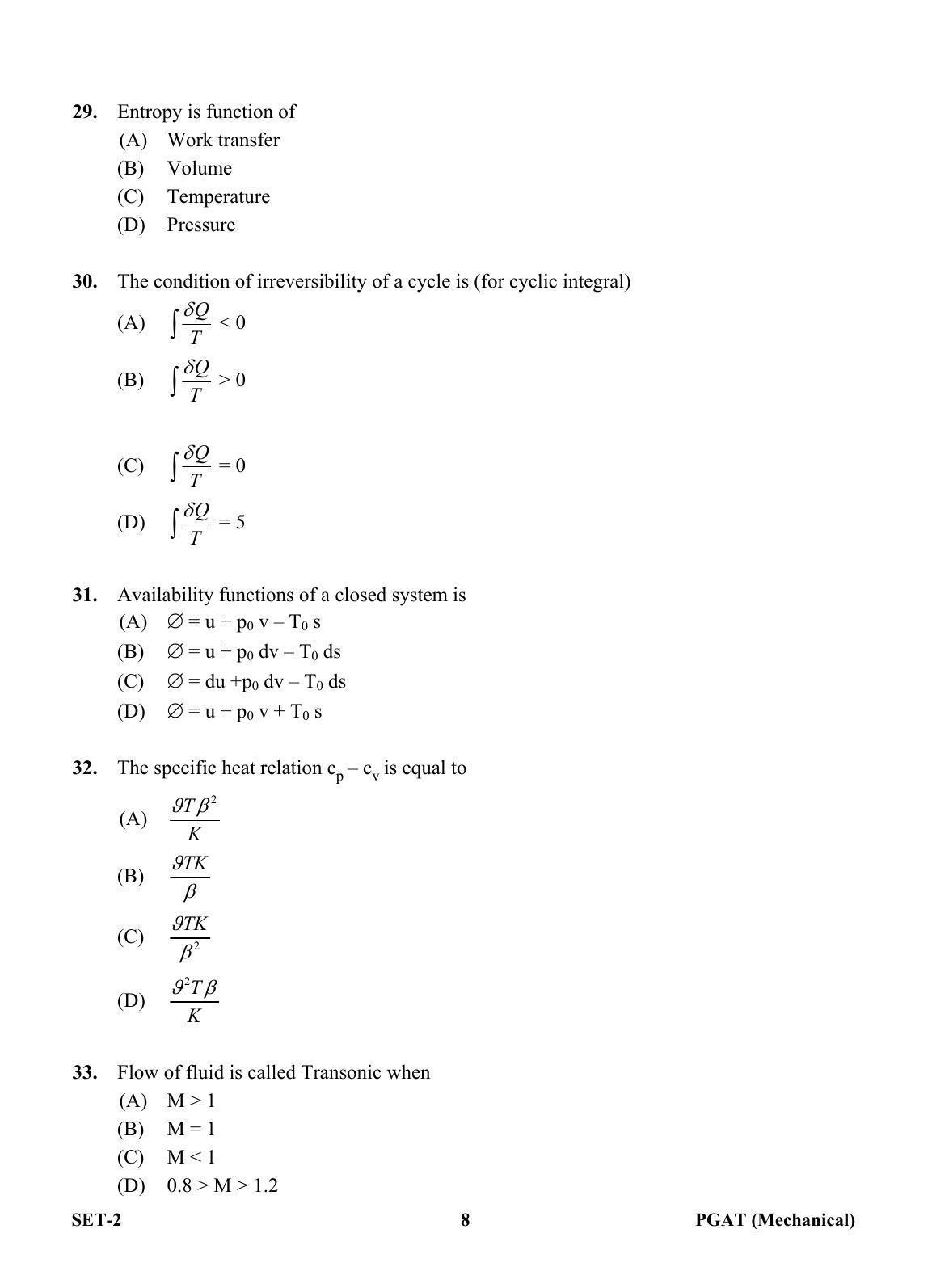 OJEE PGAT 2013 Mechanical Set 2 Question Paper - Page 7