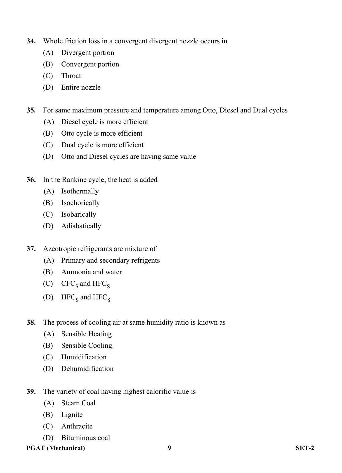 OJEE PGAT 2013 Mechanical Set 2 Question Paper - Page 8