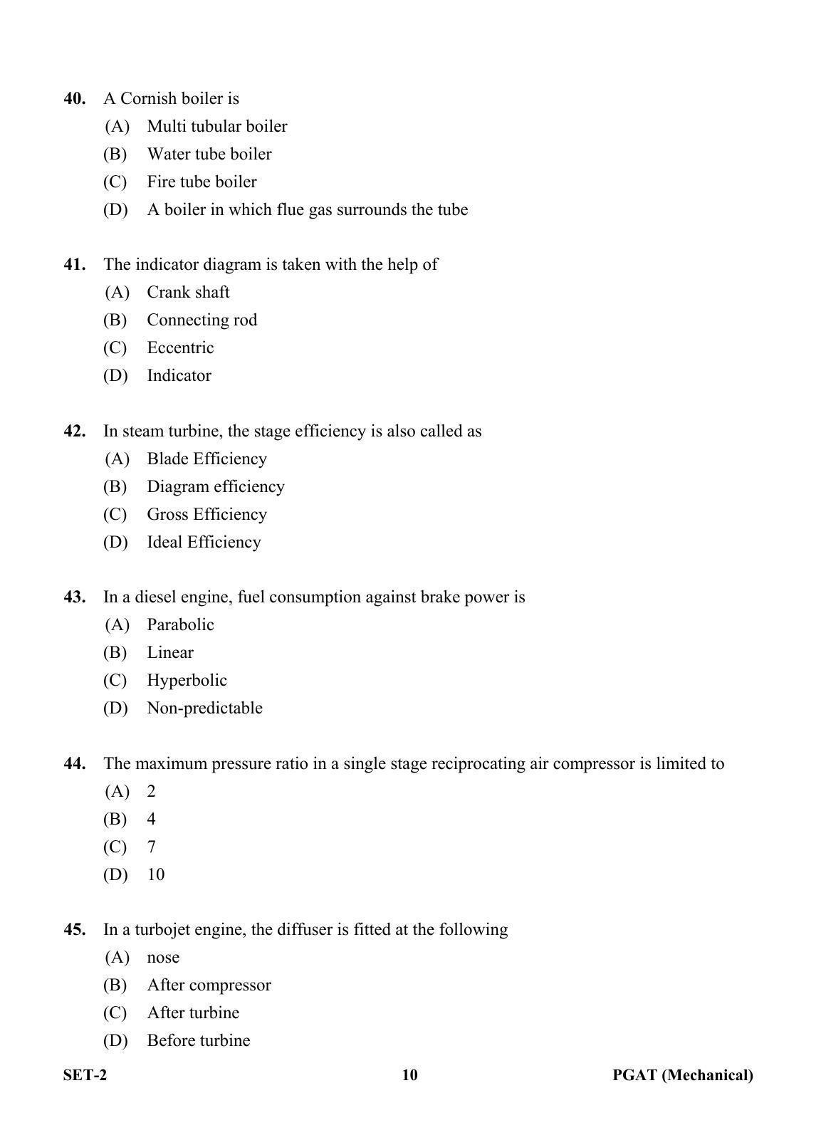 OJEE PGAT 2013 Mechanical Set 2 Question Paper - Page 9