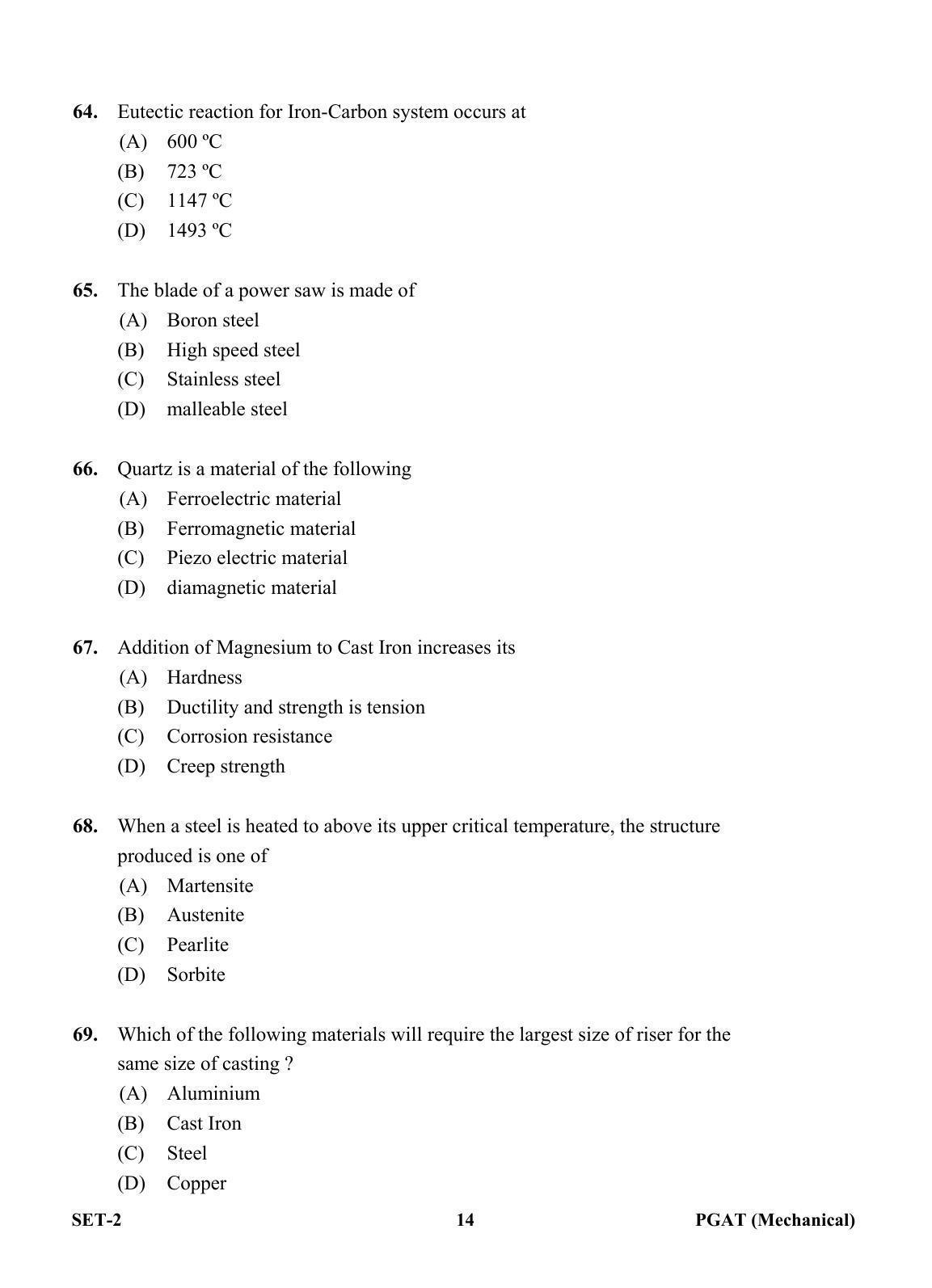 OJEE PGAT 2013 Mechanical Set 2 Question Paper - Page 13