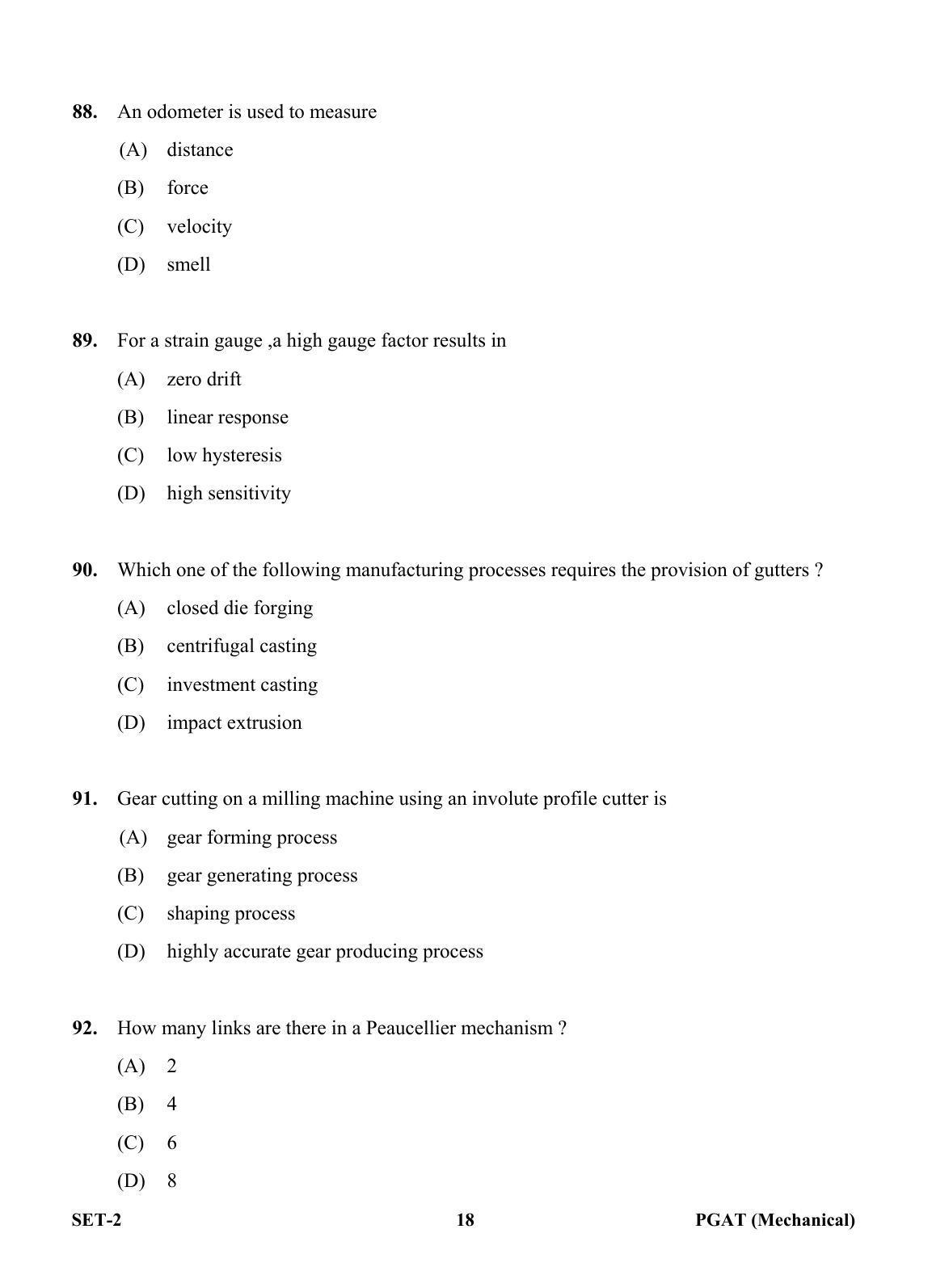 OJEE PGAT 2013 Mechanical Set 2 Question Paper - Page 17
