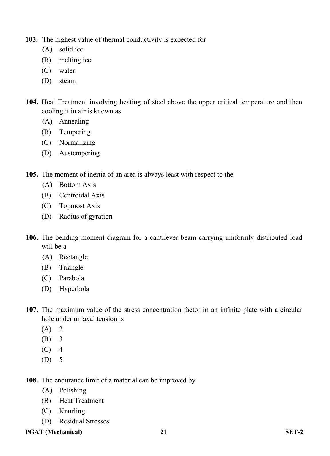 OJEE PGAT 2013 Mechanical Set 2 Question Paper - Page 20