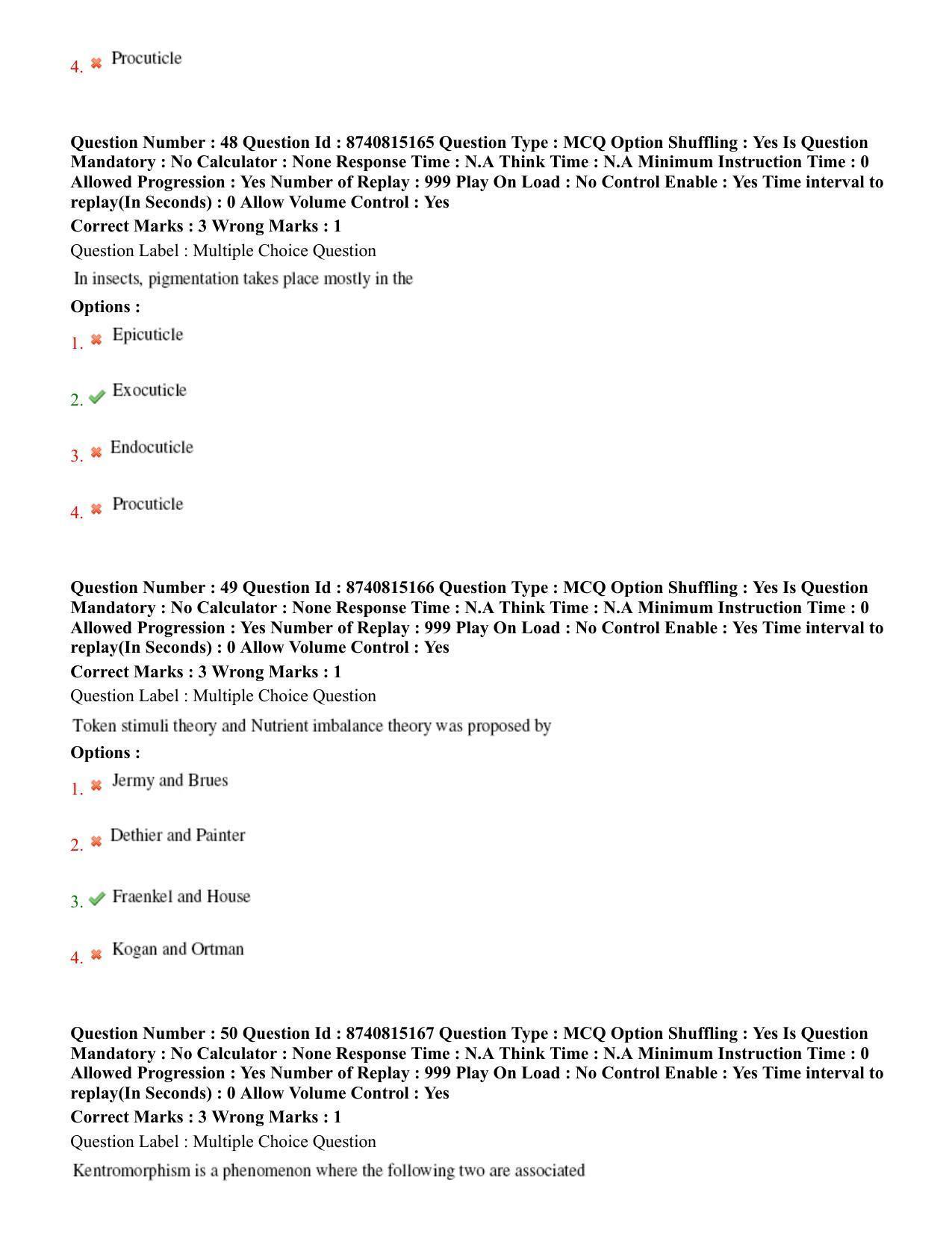 BHU RET Entomology 2020 Question Paper  - Page 31