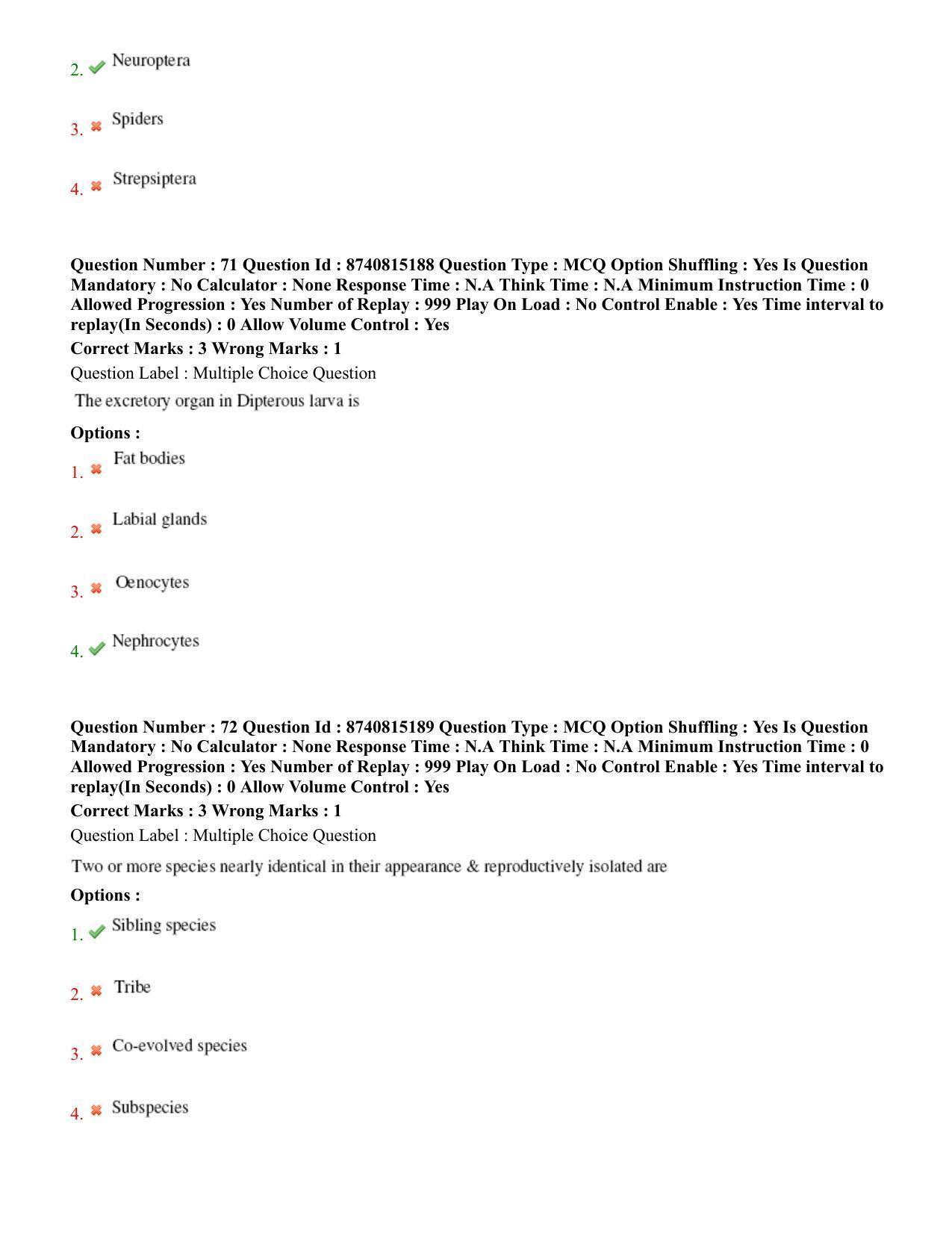 BHU RET Entomology 2020 Question Paper  - Page 40