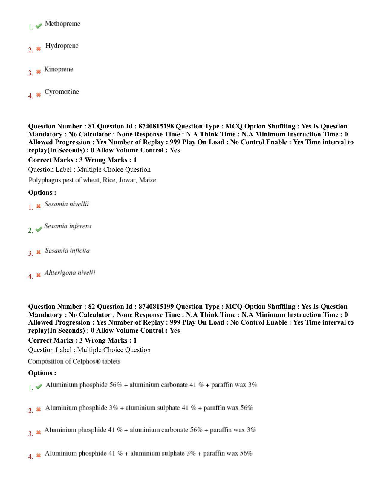 BHU RET Entomology 2020 Question Paper  - Page 44