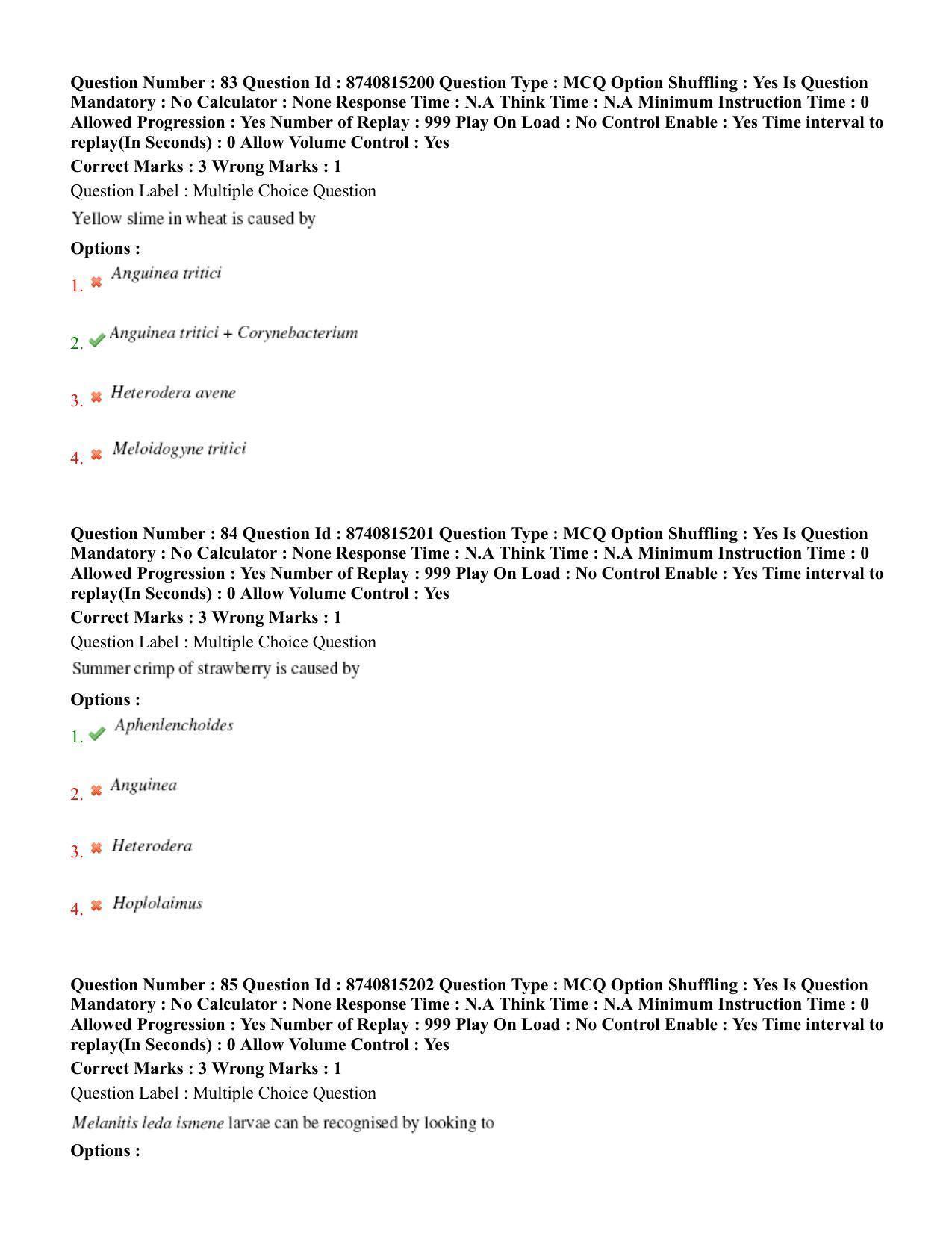 BHU RET Entomology 2020 Question Paper  - Page 45