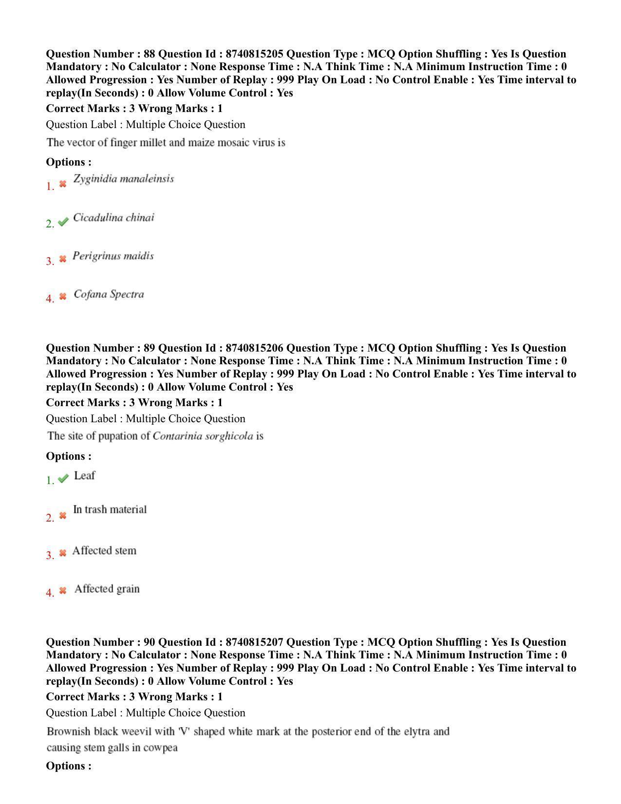 BHU RET Entomology 2020 Question Paper  - Page 47