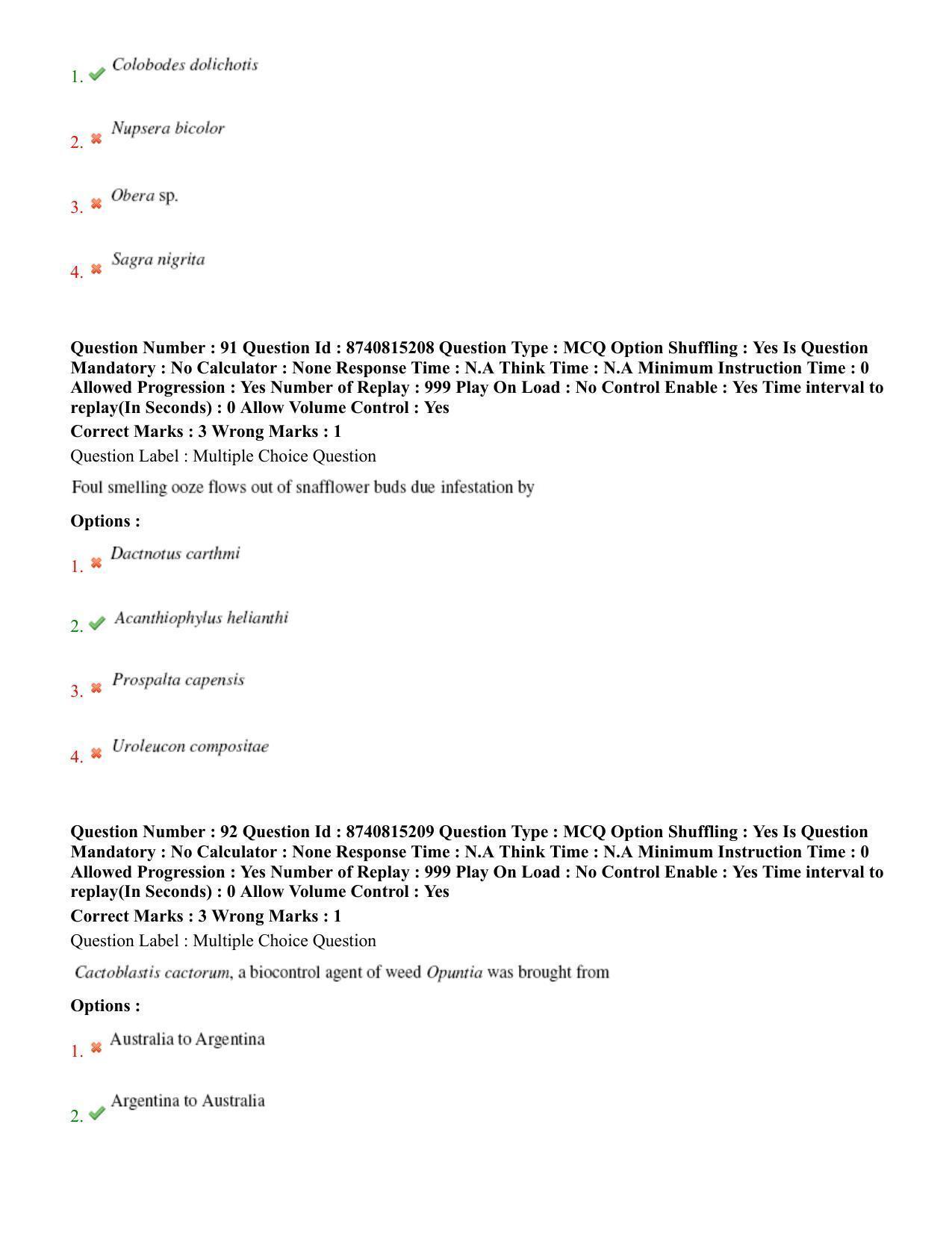 BHU RET Entomology 2020 Question Paper  - Page 48