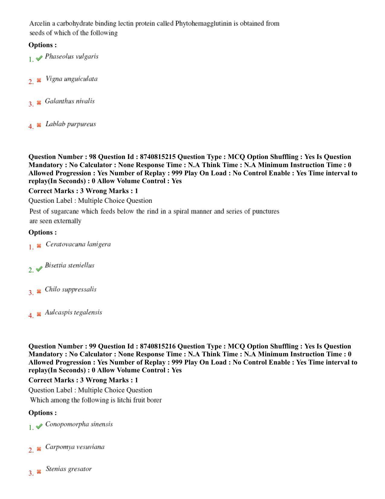 BHU RET Entomology 2020 Question Paper  - Page 51