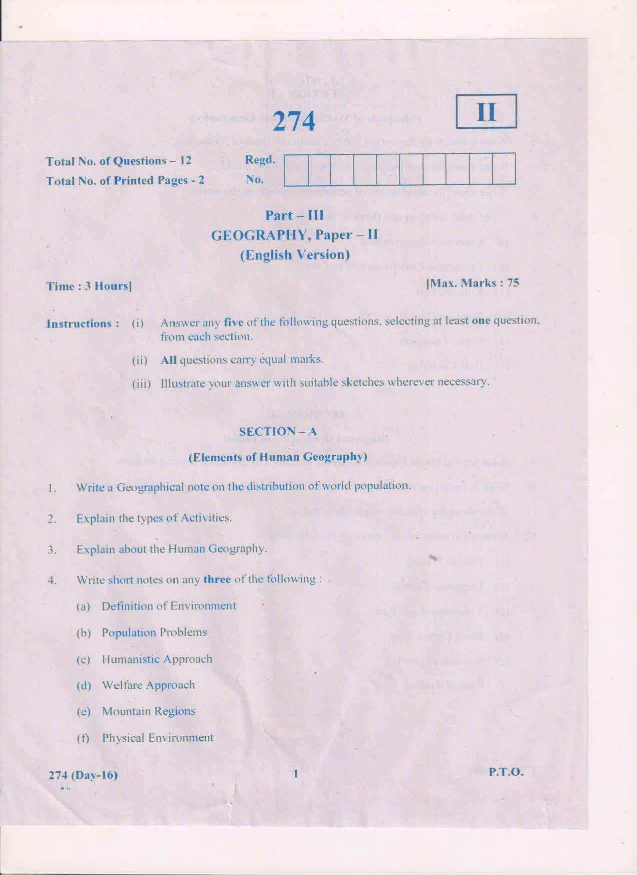 AP Inter 2nd Year Geography-II (EM) March-2019-General Question Paper - Page 1