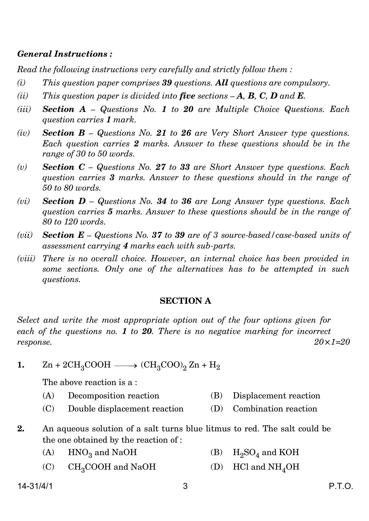 CBSE Class 10 31-4-1 Science 2024 Question Paper - Page 3