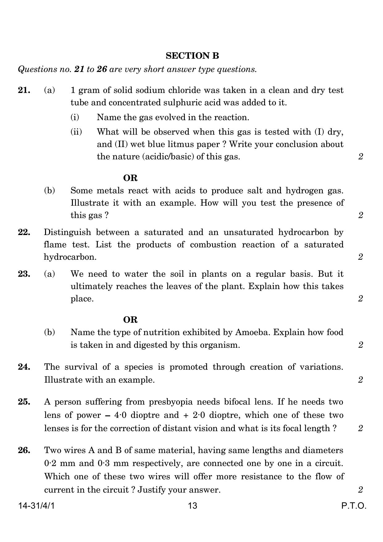 CBSE Class 10 31-4-1 Science 2024 Question Paper - Page 13