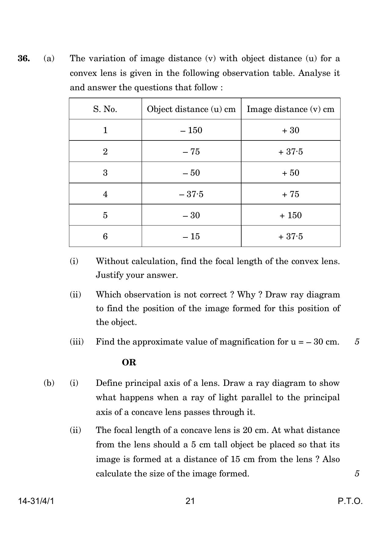 CBSE Class 10 31-4-1 Science 2024 Question Paper - Page 21