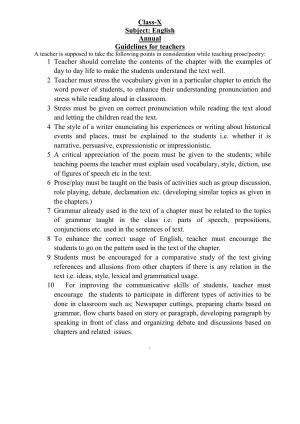 Haryana Board Class 10 English Syllabus 2023