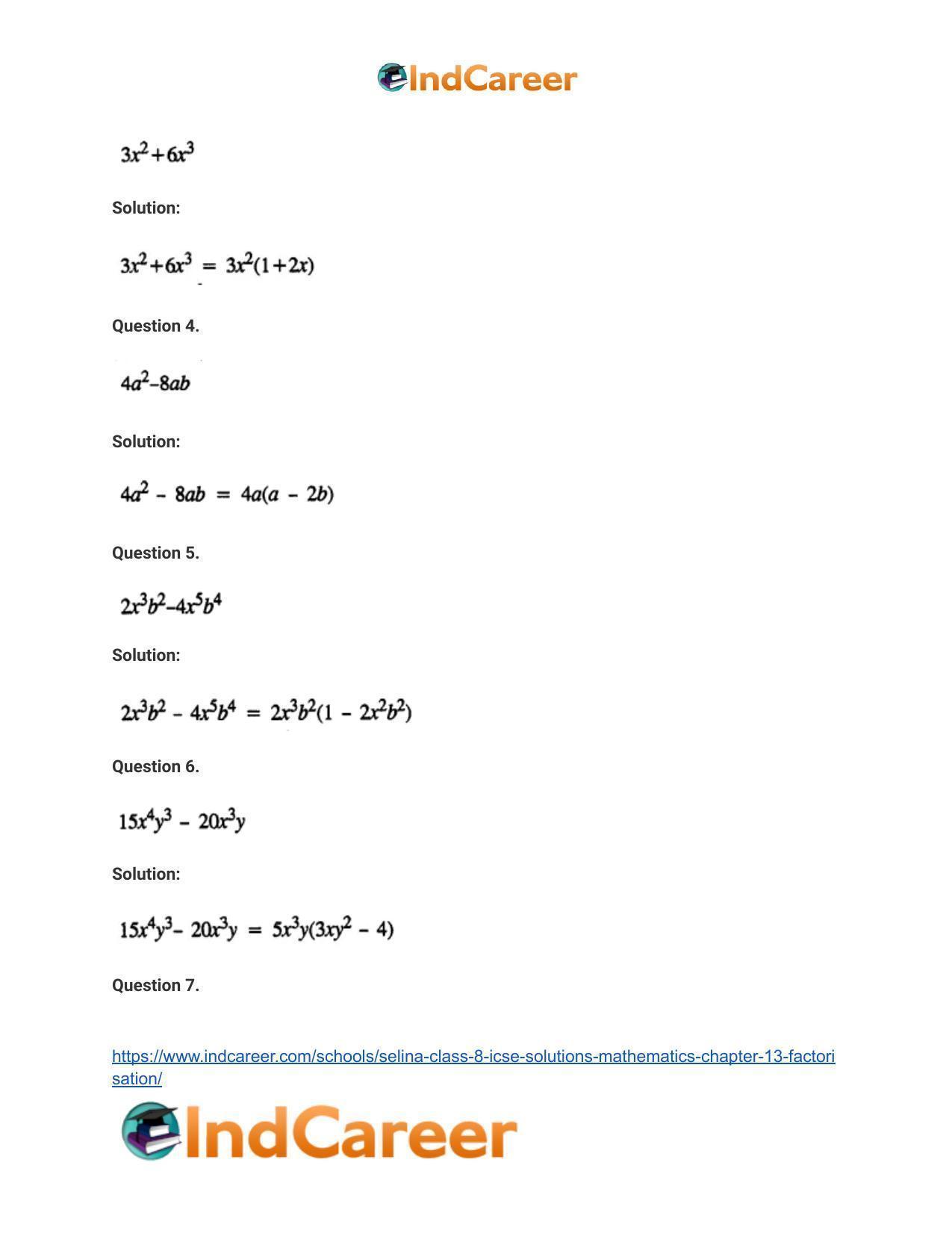 Selina Class 8 ICSE Solutions Mathematics : Chapter 13- Factorisation - Page 3