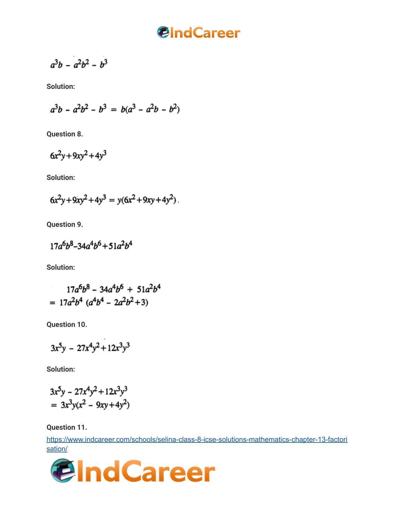 Selina Class 8 ICSE Solutions Mathematics : Chapter 13- Factorisation - Page 4