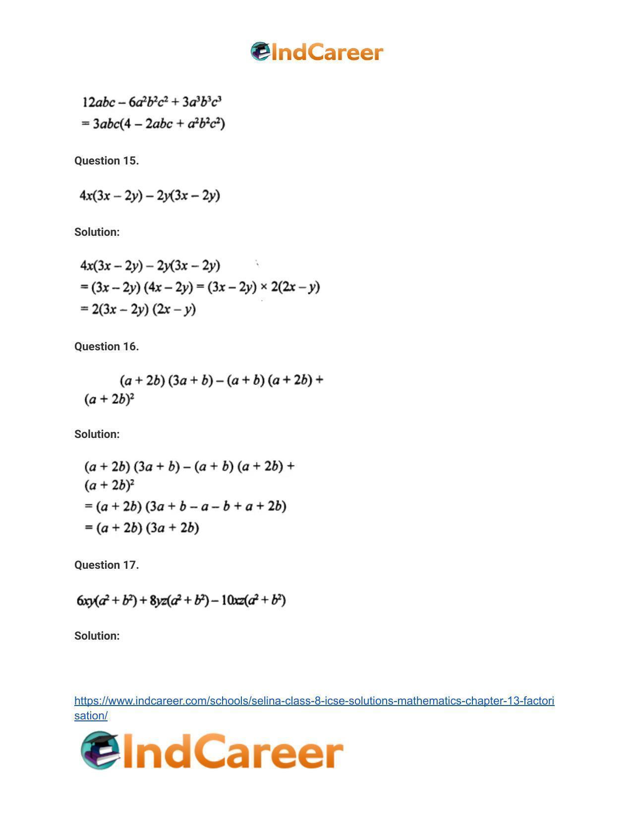 Selina Class 8 ICSE Solutions Mathematics : Chapter 13- Factorisation - Page 6