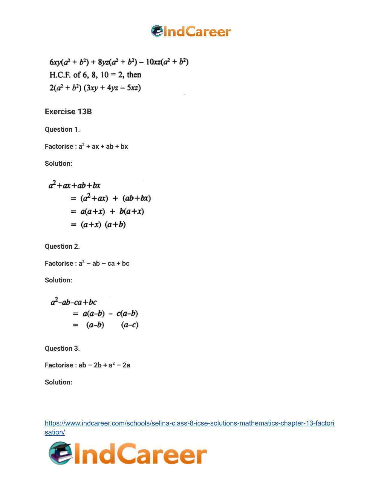 Selina Class 8 ICSE Solutions Mathematics : Chapter 13- Factorisation - Page 7