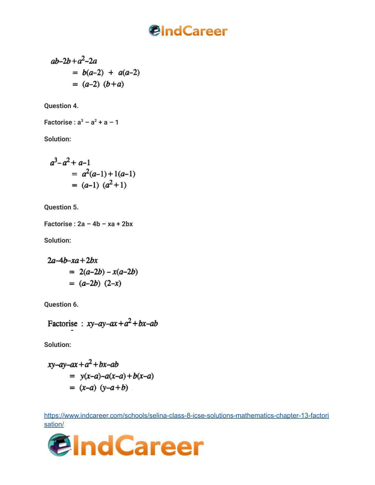 Selina Class 8 ICSE Solutions Mathematics : Chapter 13- Factorisation - Page 8