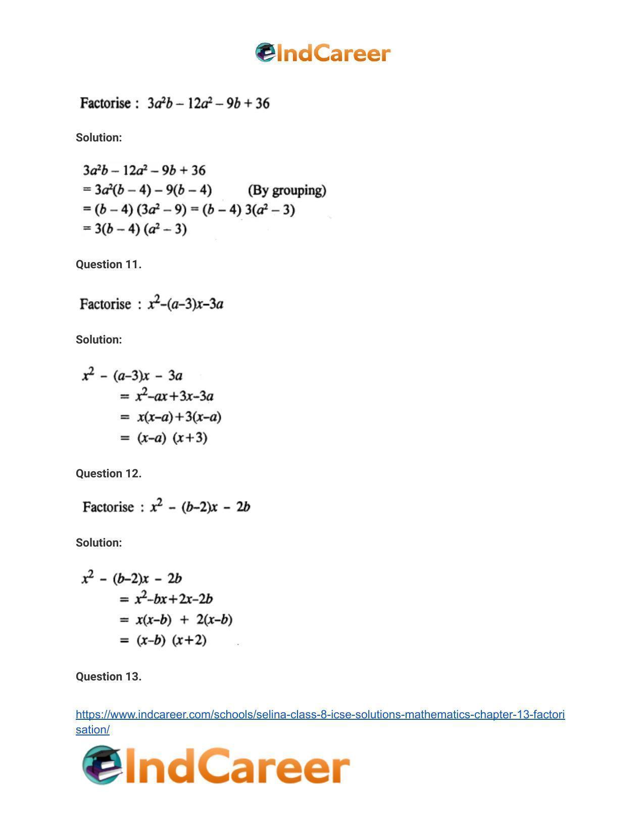 Selina Class 8 ICSE Solutions Mathematics : Chapter 13- Factorisation - Page 10