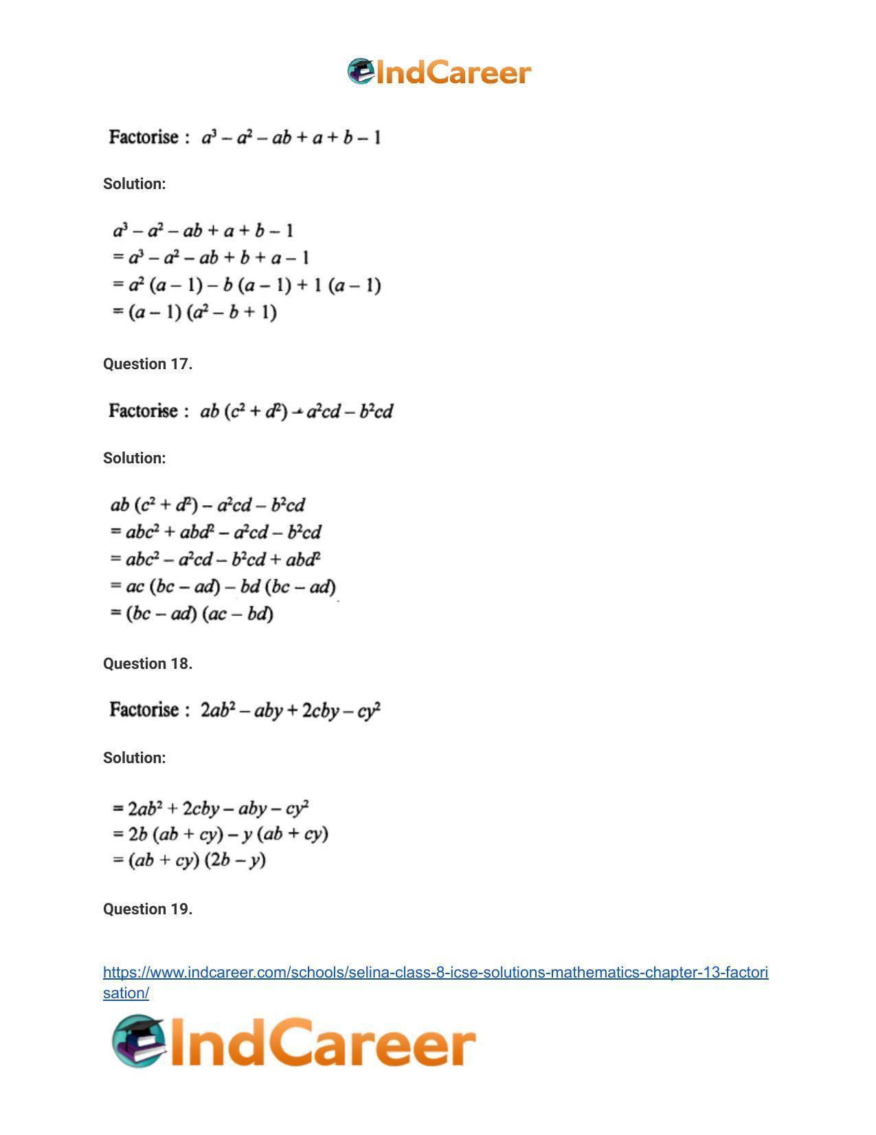 Selina Class 8 ICSE Solutions Mathematics : Chapter 13- Factorisation - Page 12