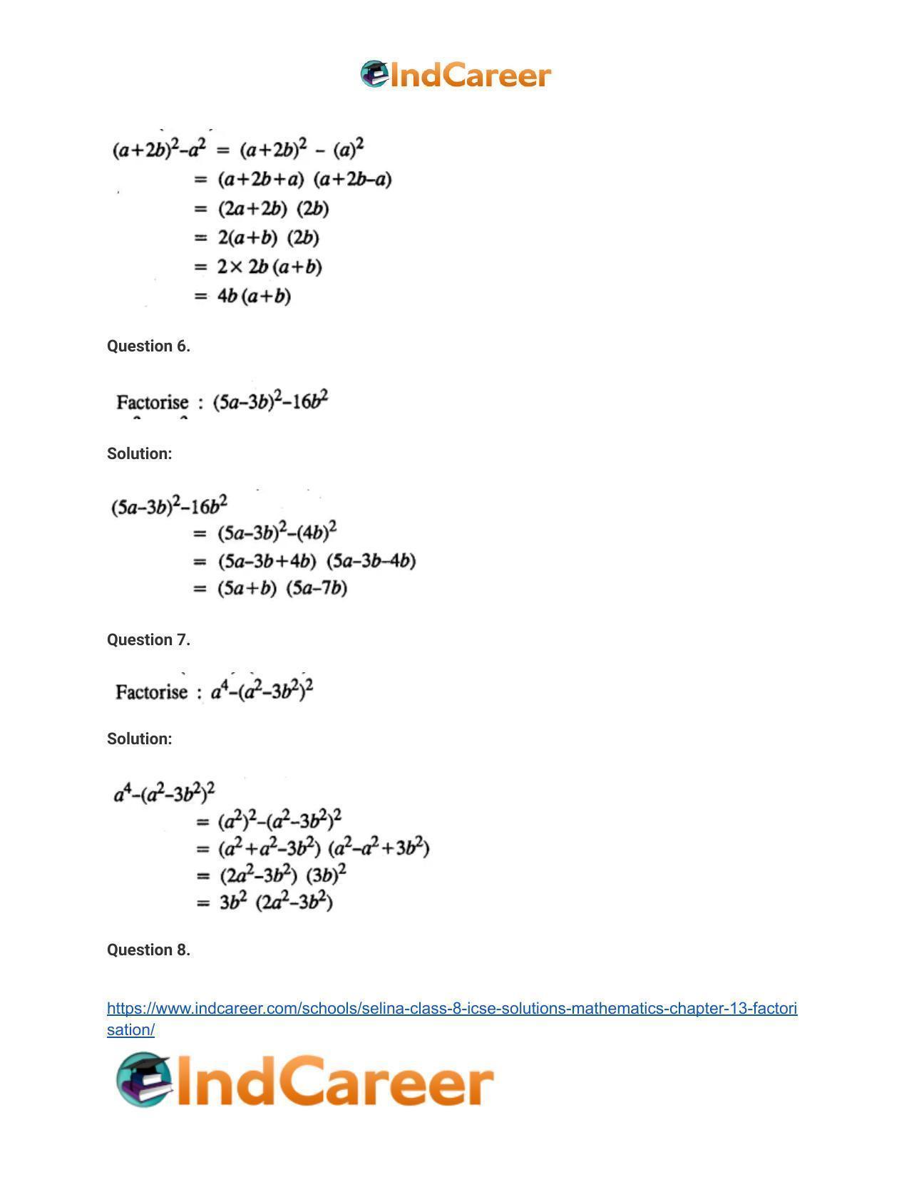 Selina Class 8 ICSE Solutions Mathematics : Chapter 13- Factorisation - Page 15