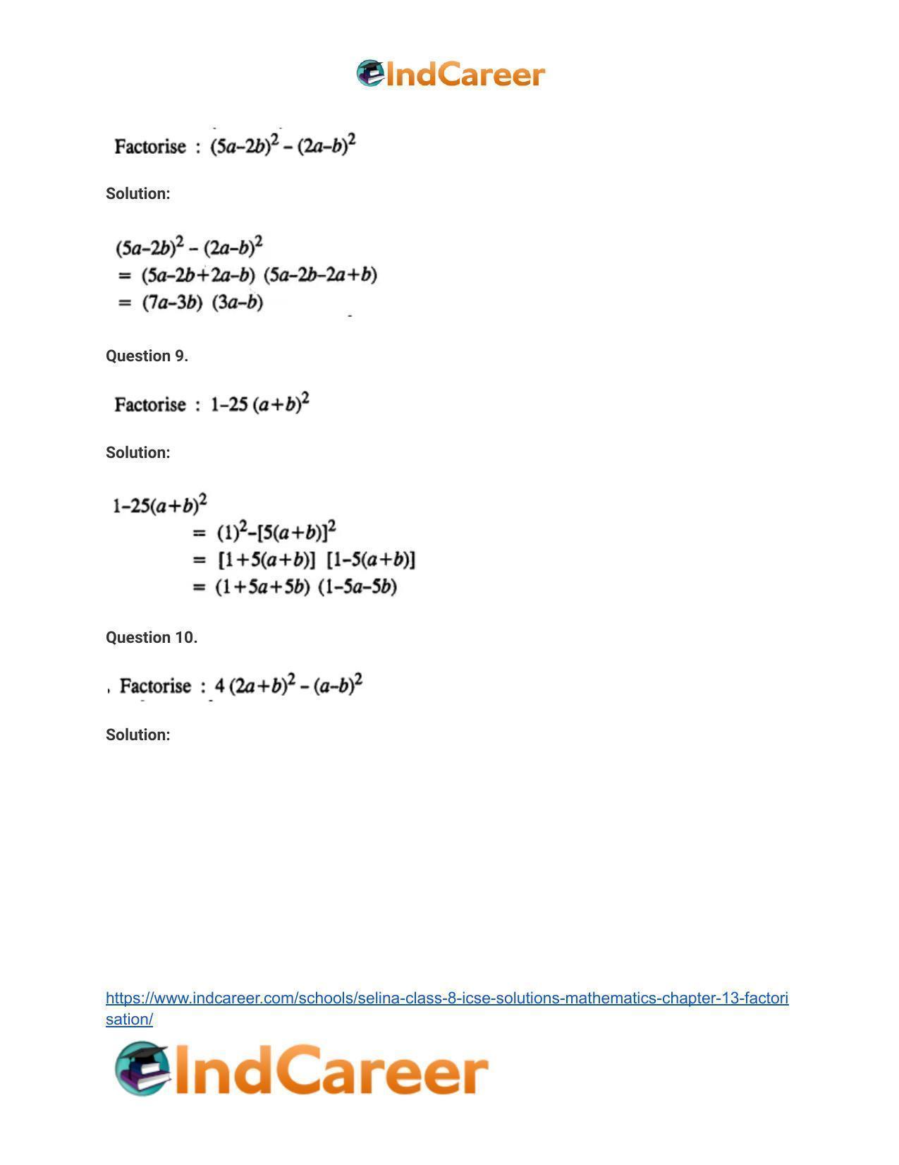 Selina Class 8 ICSE Solutions Mathematics : Chapter 13- Factorisation - Page 16