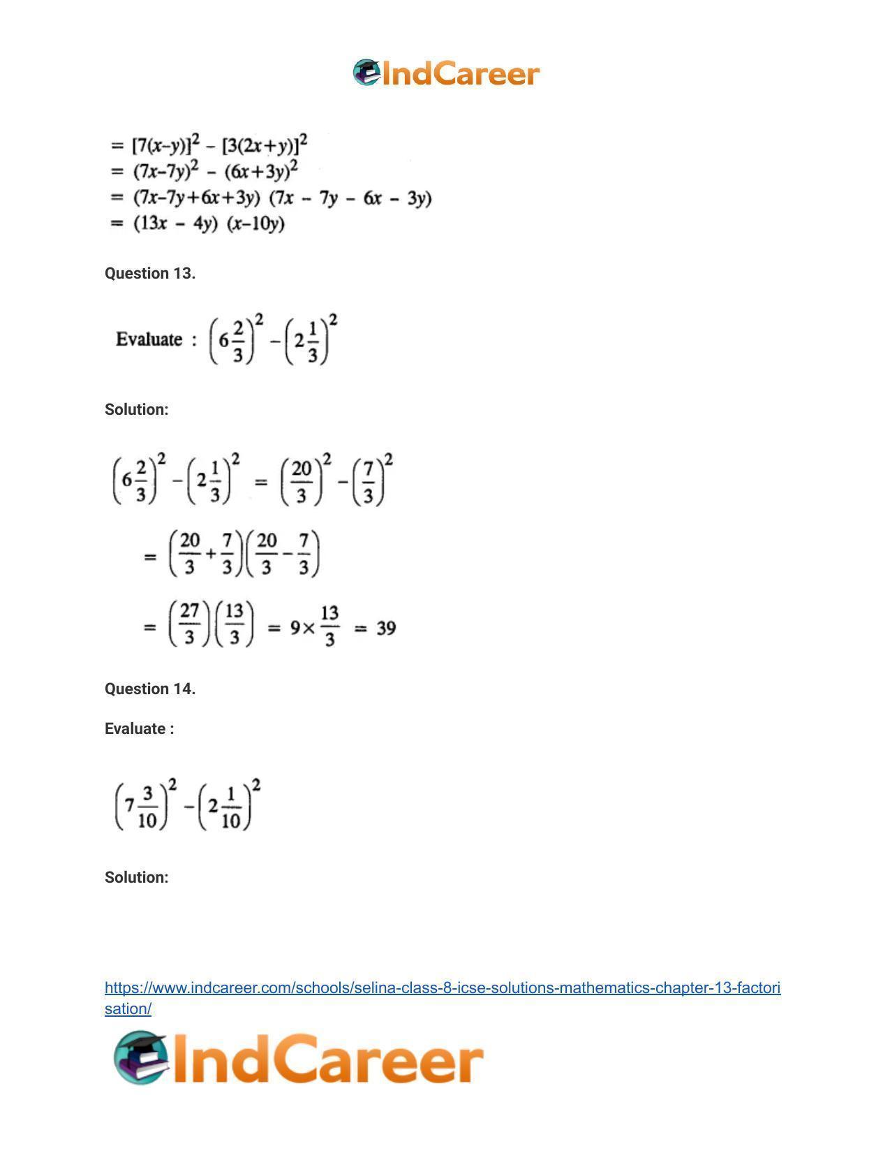 Selina Class 8 ICSE Solutions Mathematics : Chapter 13- Factorisation - Page 18