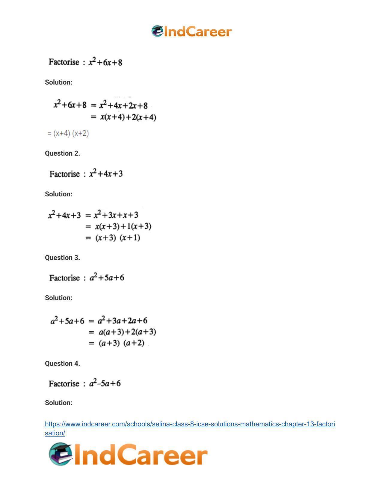 Selina Class 8 ICSE Solutions Mathematics : Chapter 13- Factorisation - Page 22
