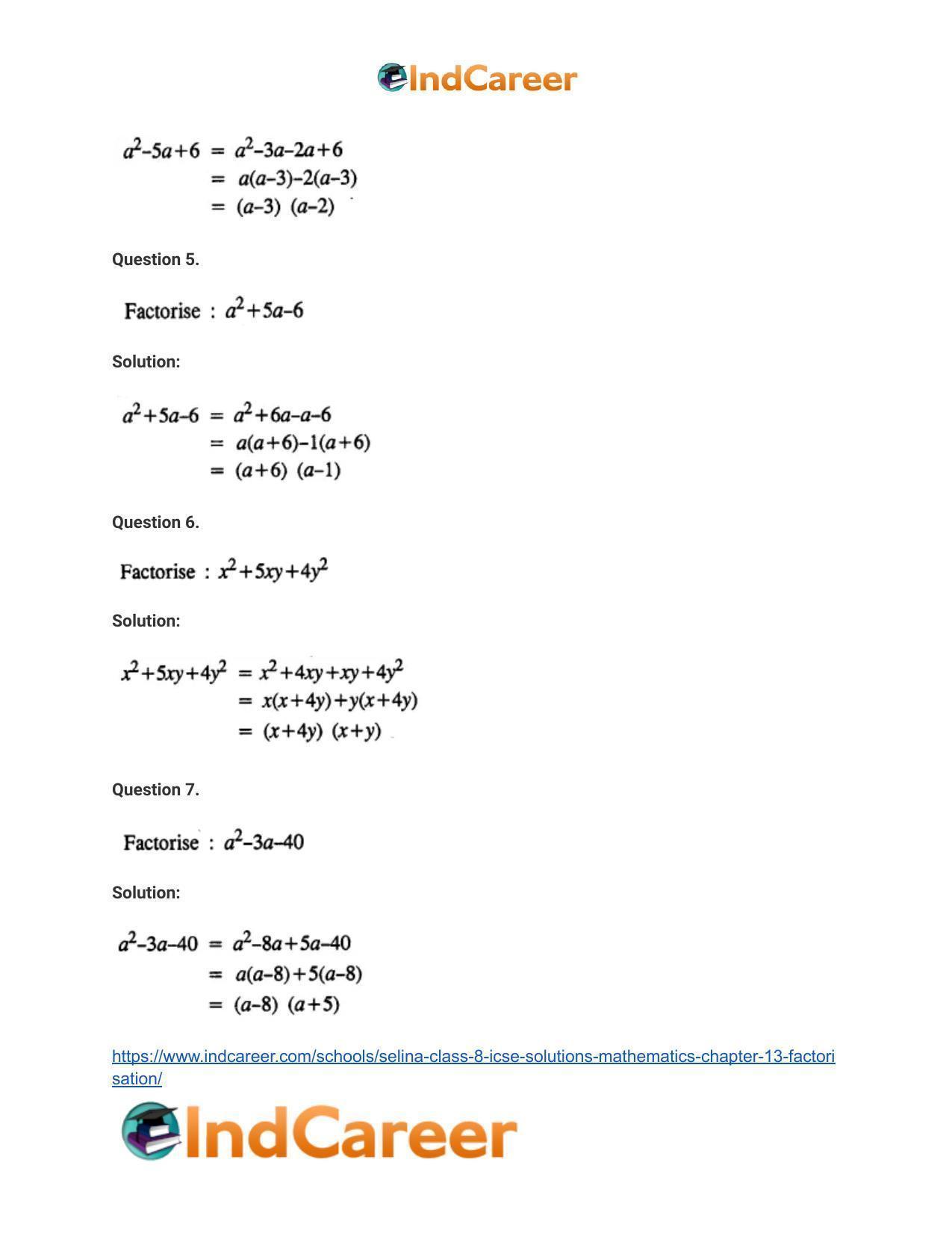Selina Class 8 ICSE Solutions Mathematics : Chapter 13- Factorisation - Page 23