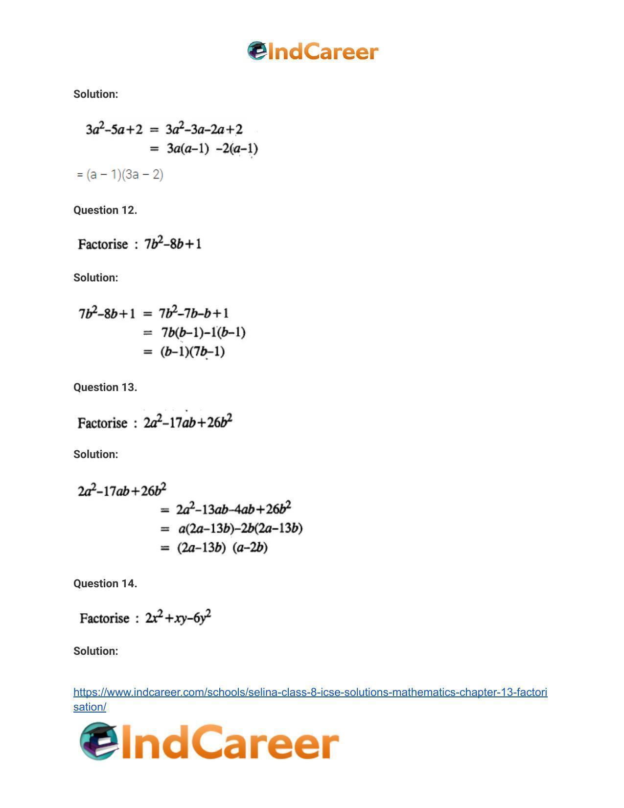 Selina Class 8 ICSE Solutions Mathematics : Chapter 13- Factorisation - Page 25