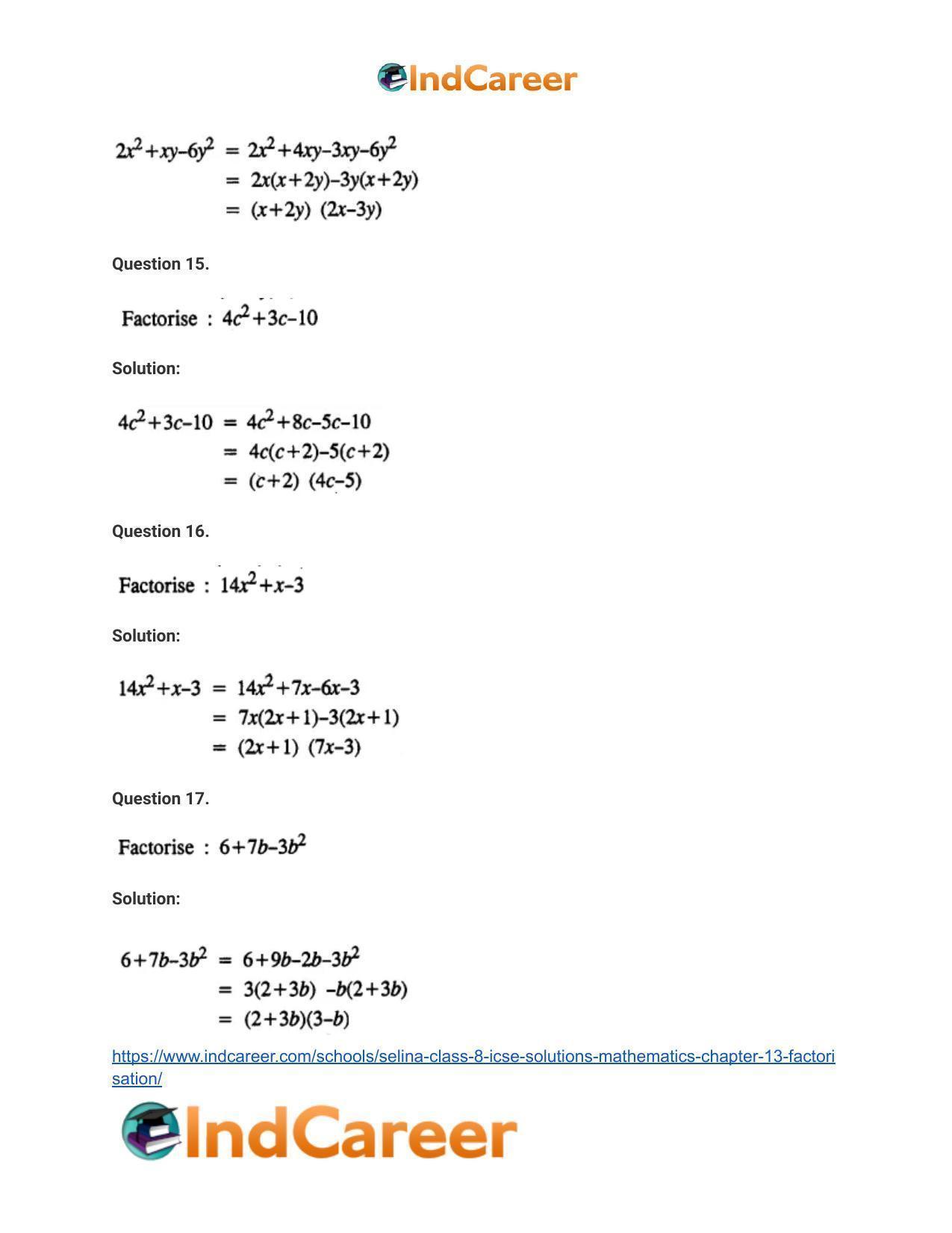 Selina Class 8 ICSE Solutions Mathematics : Chapter 13- Factorisation - Page 26
