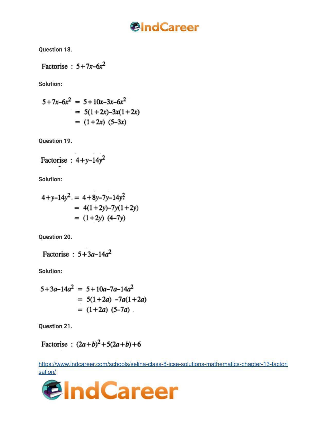 Selina Class 8 ICSE Solutions Mathematics : Chapter 13- Factorisation - Page 27
